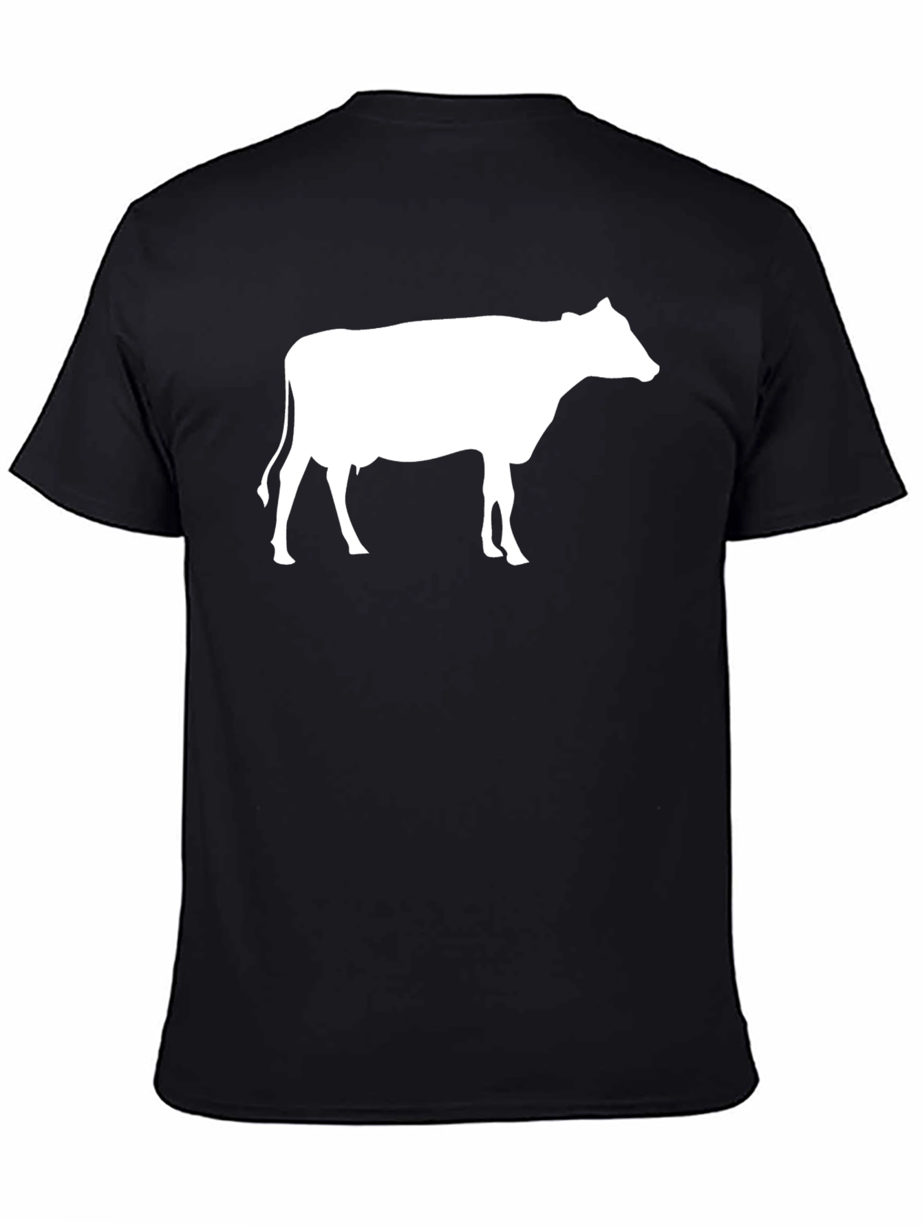 Black Cow Graphic Black T-Shirt - Soft Cotton Crew Neck view 4