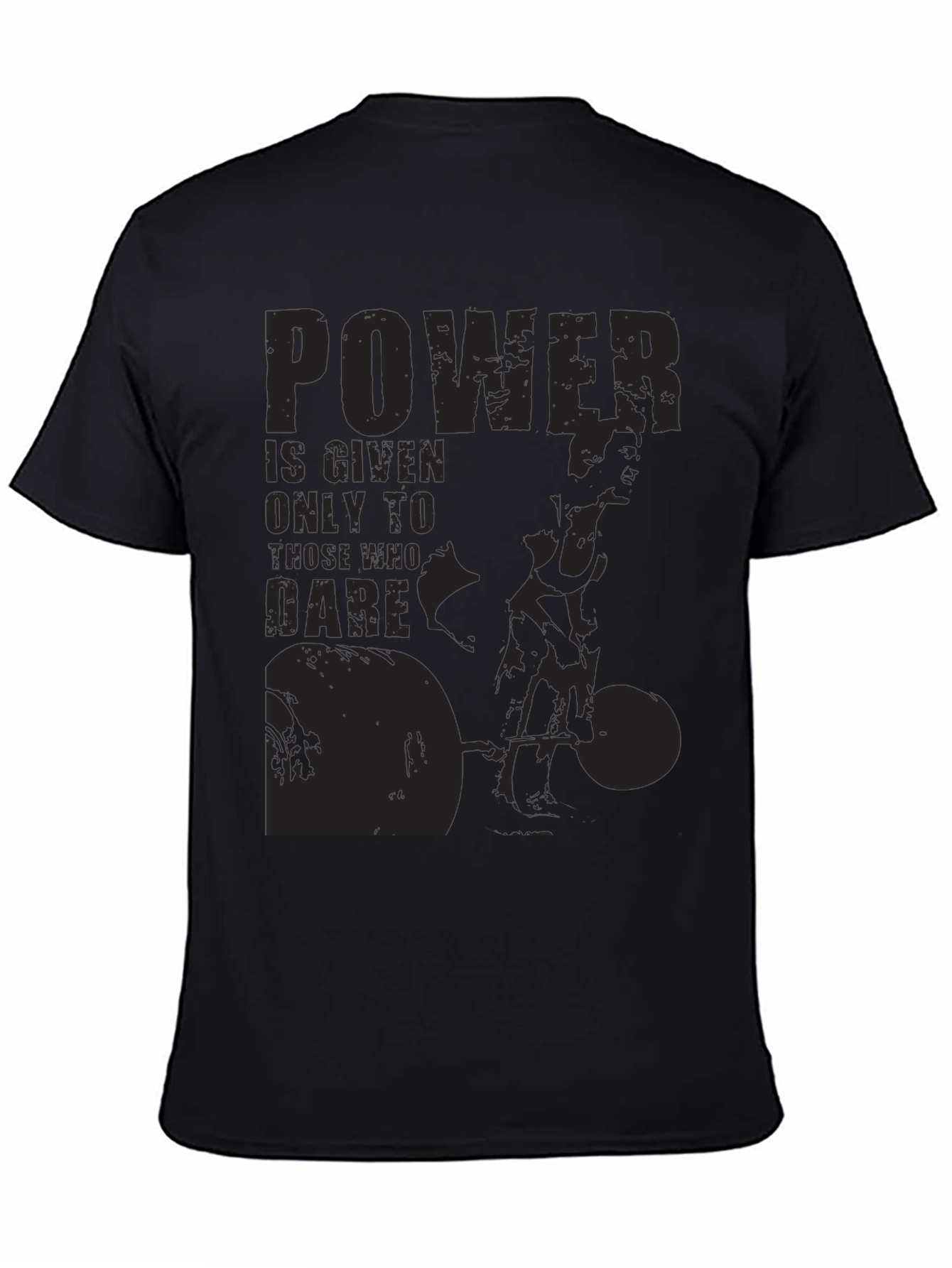 Black Powerlifting Graphic Print T-Shirt view 4