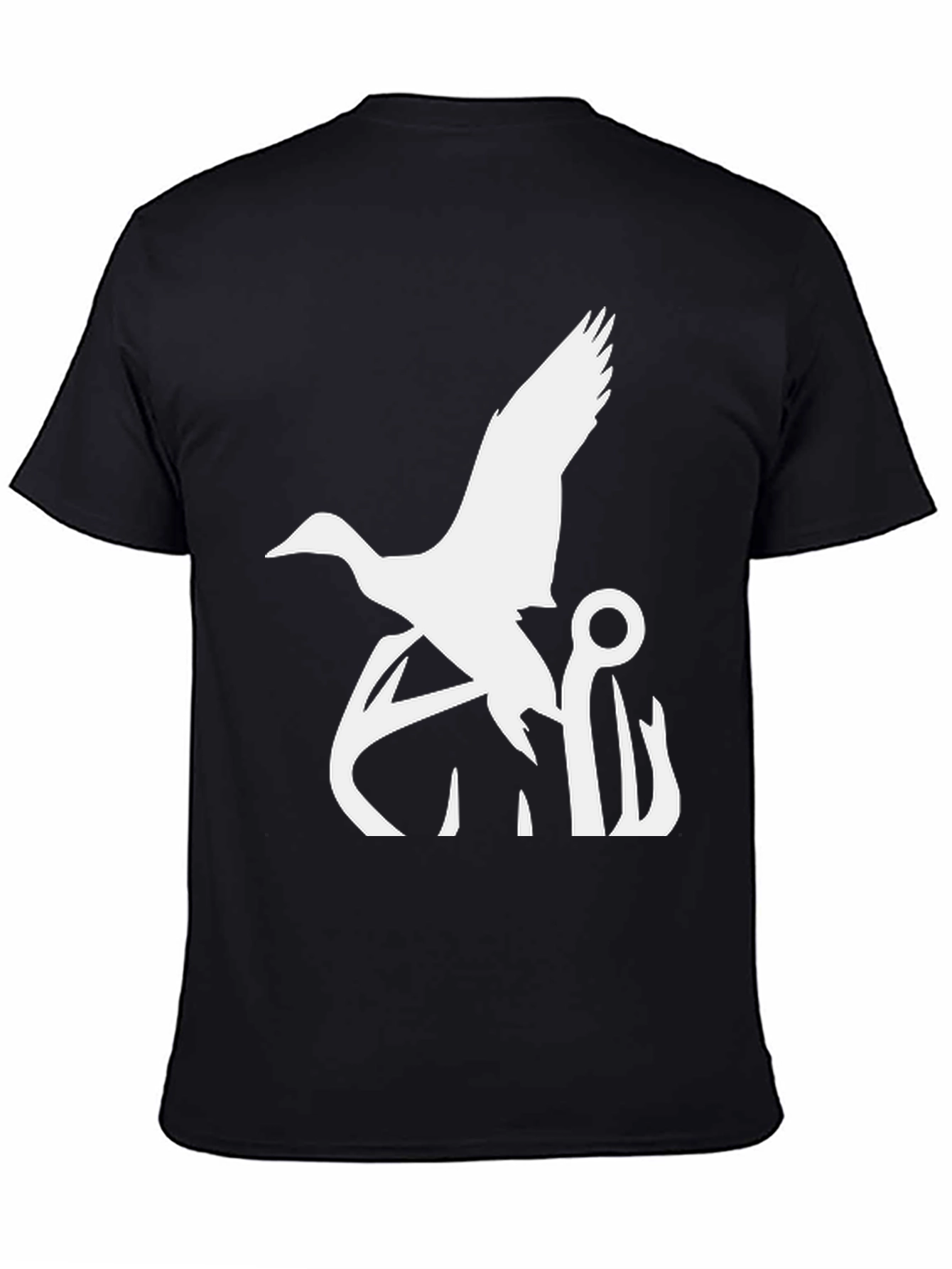 Black Duck and Hook Graphic Tee - Black Cotton Blend view 4