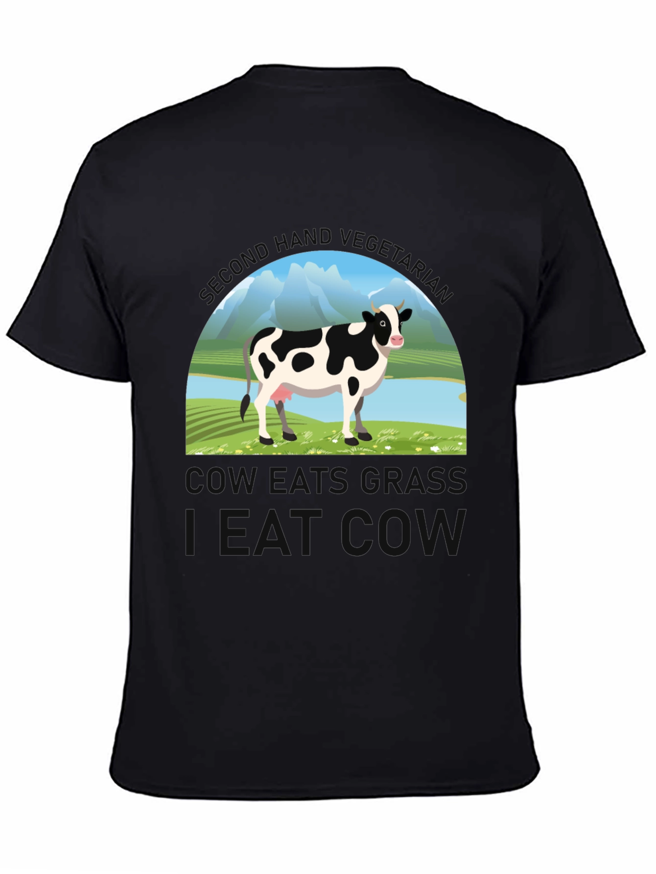 Black Eat Cow Graphic T-Shirt view 4