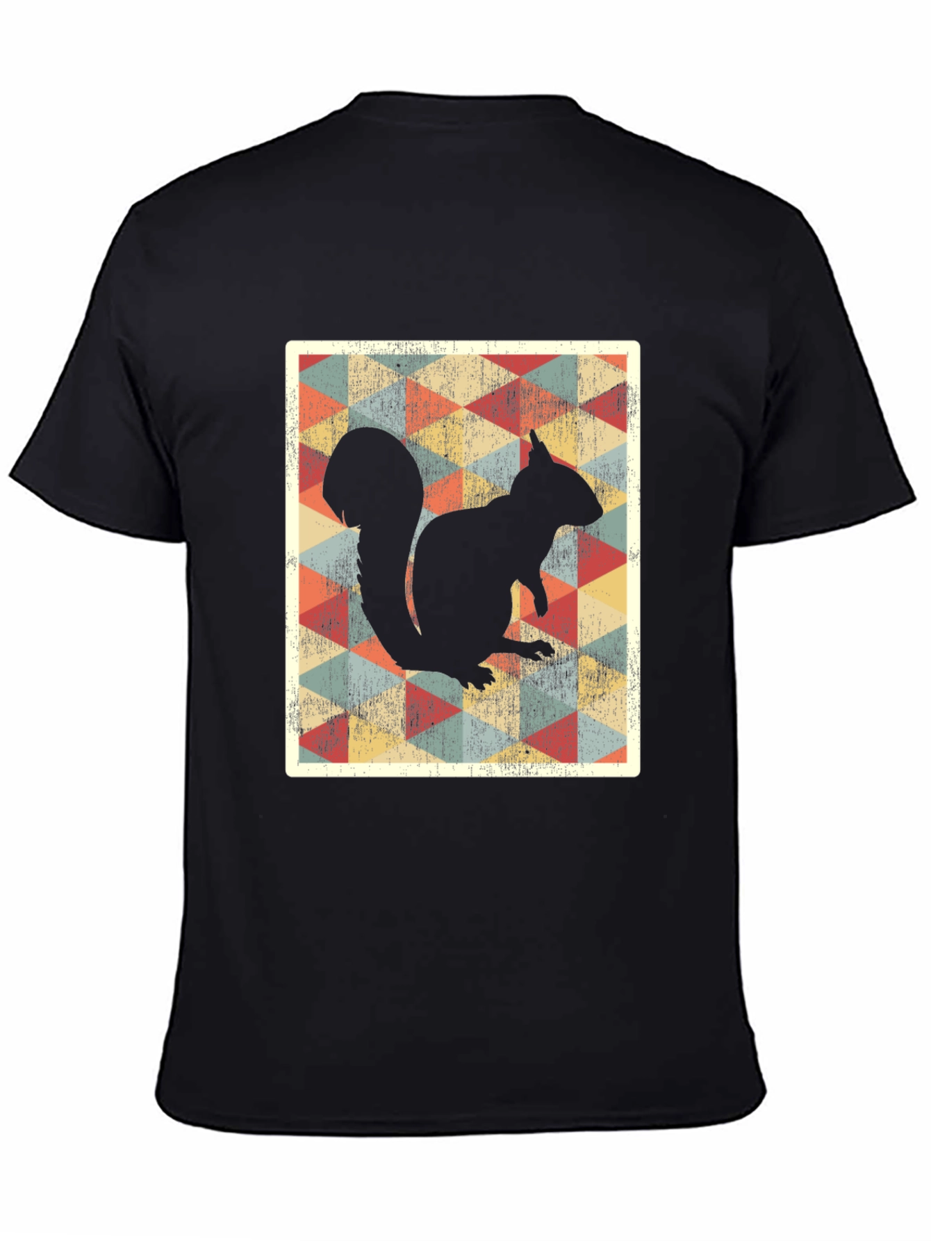 Black Retro Squirrel Graphic Tee - Black Cotton T-Shirt view 4