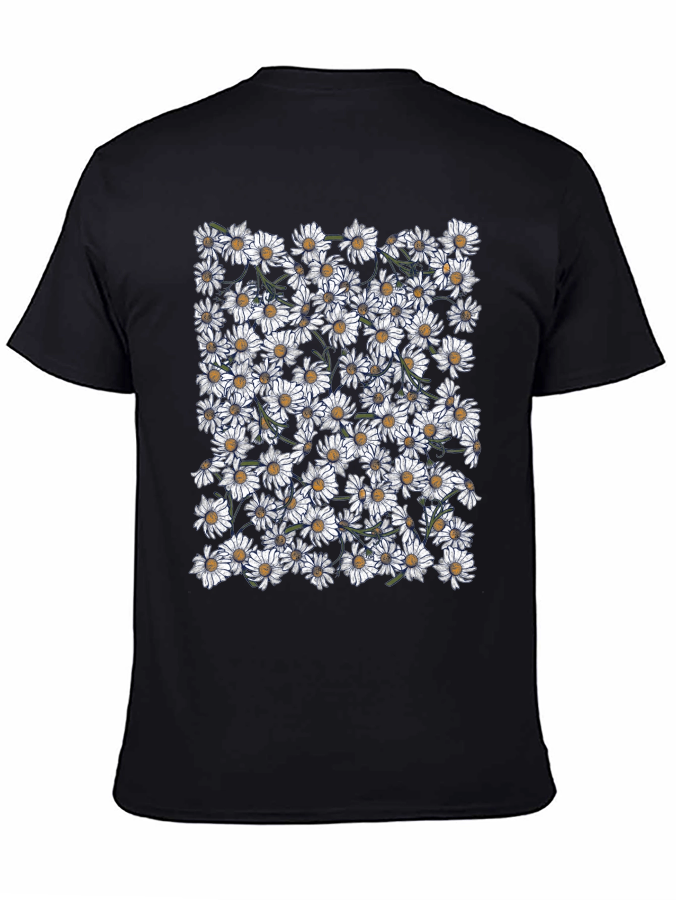 Black Daisy Flower Print T-Shirt view 4