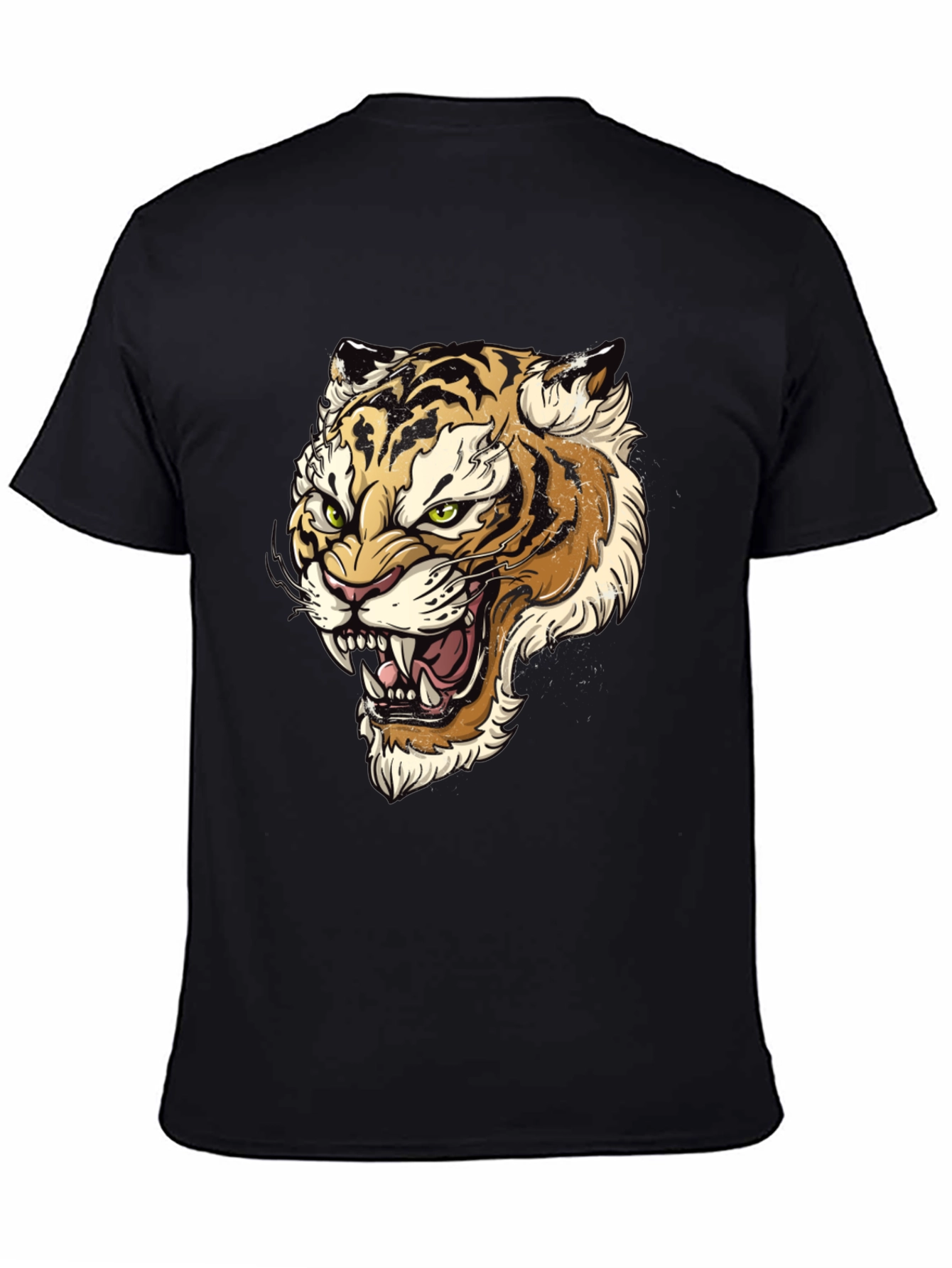 Black Tiger Graphic Print Men's T-Shirt view 4
