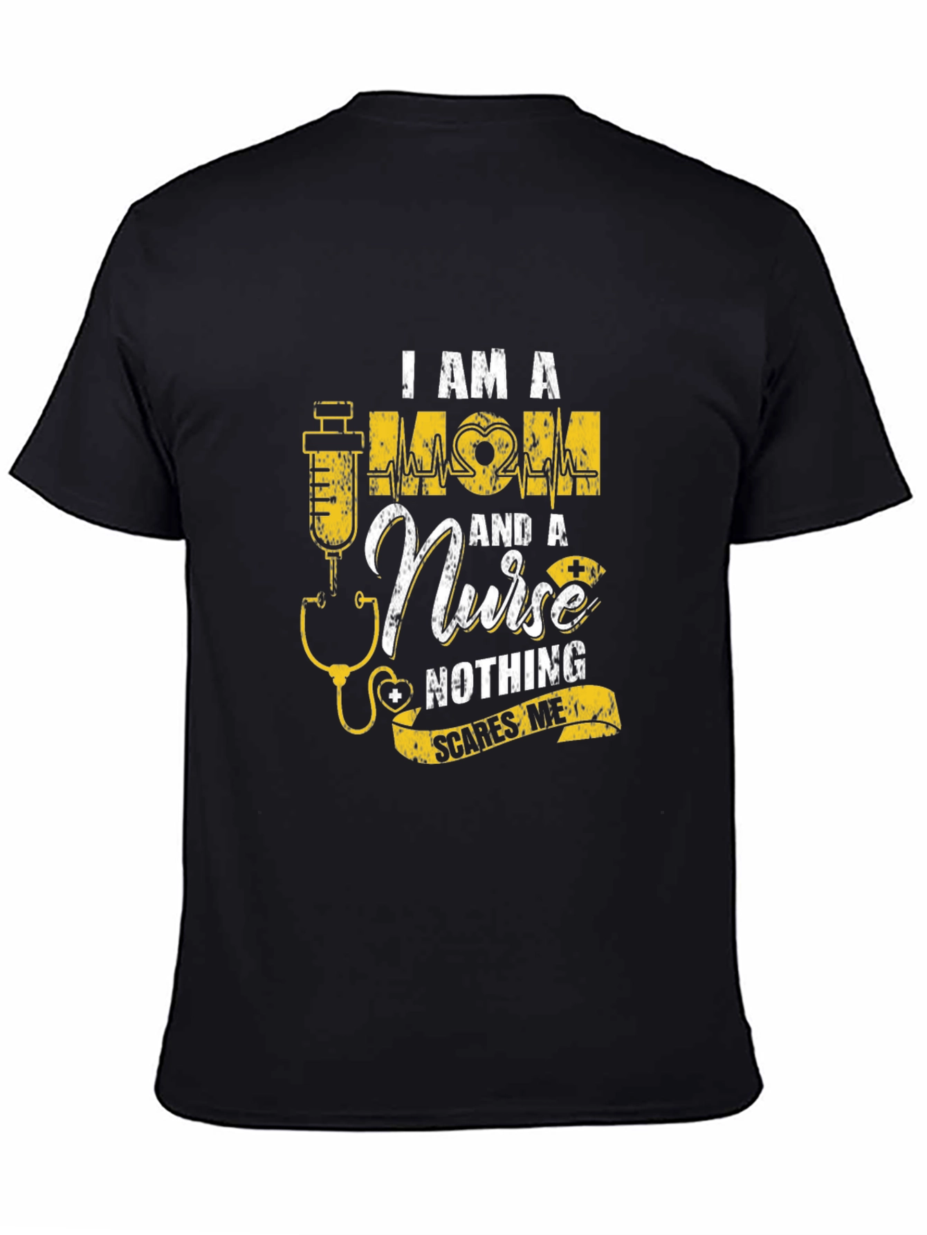 Black I Am a Mom and a Nurse T-Shirt view 4