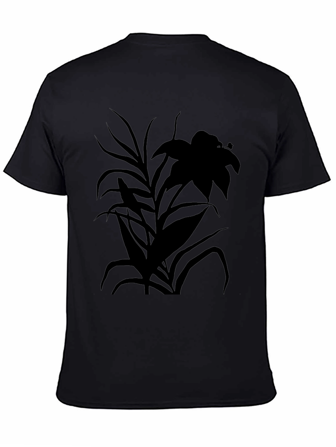 Black Botanical Black Tee - Nature Silhouette T-Shirt view 4