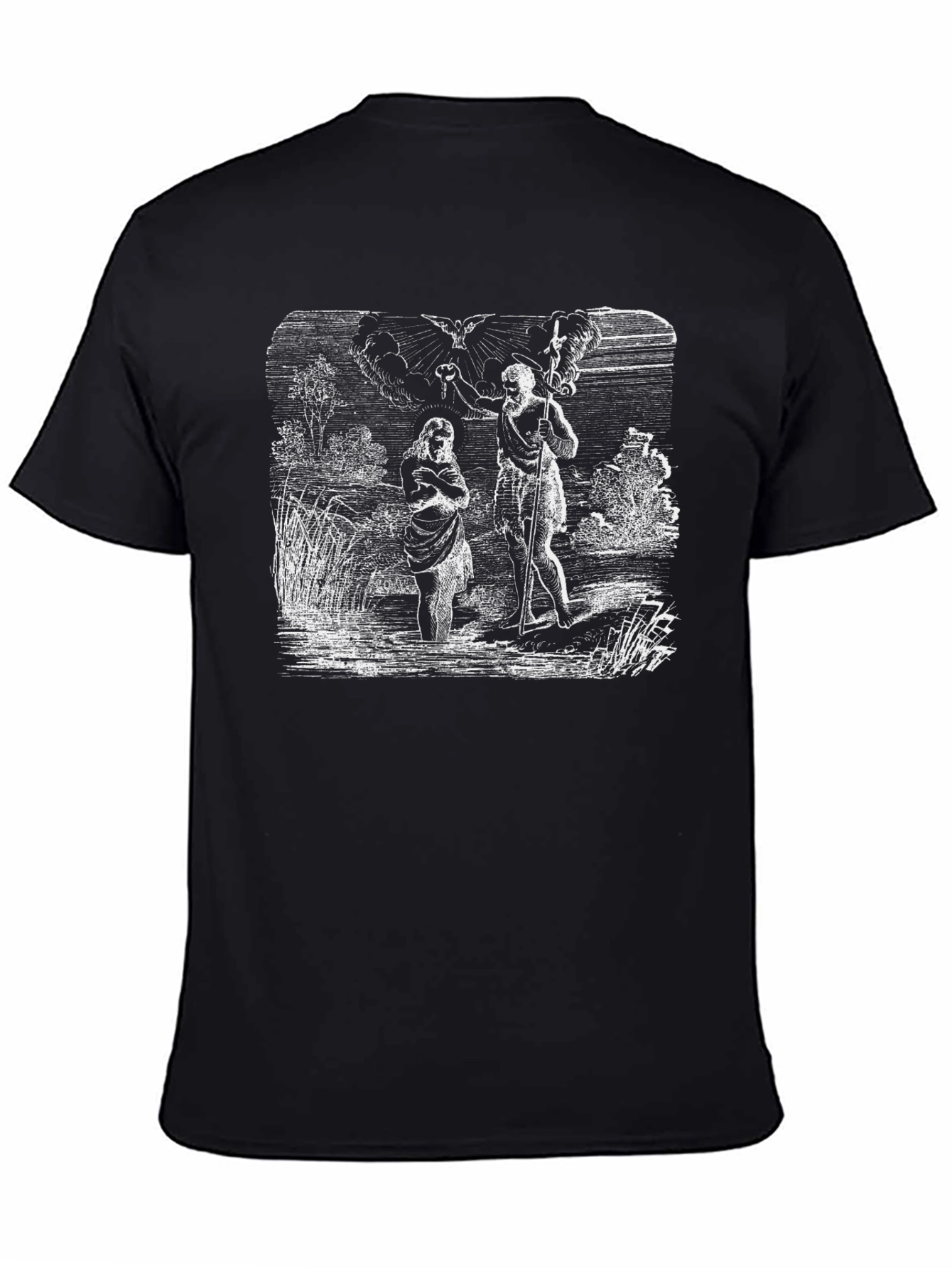 Black Vintage Baptism T-Shirt - Religious Art Tee view 4