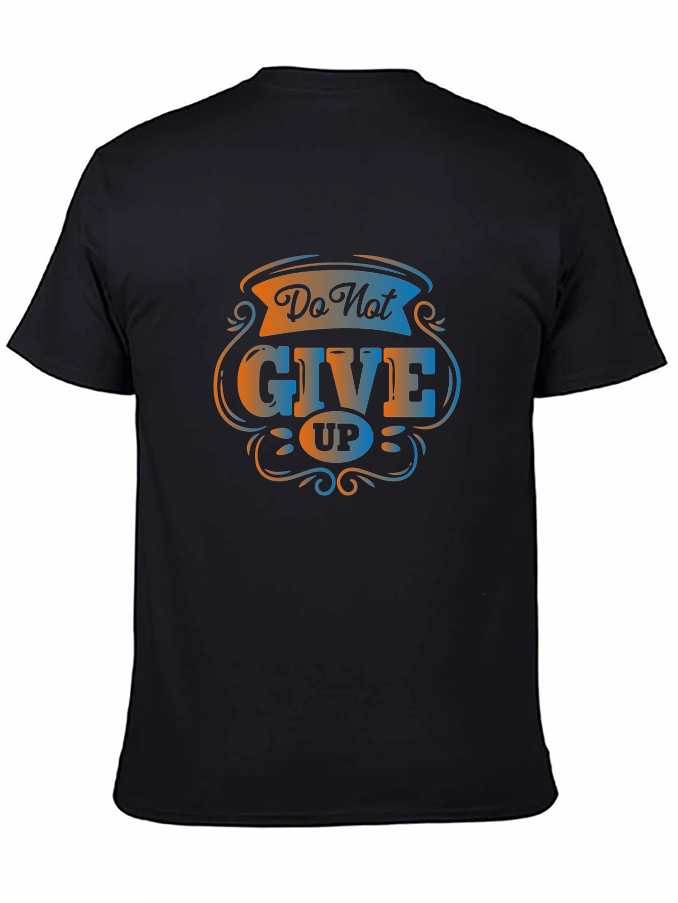 Black Motivational Do Not Give Up T-Shirt - Men's Black Tee view 4