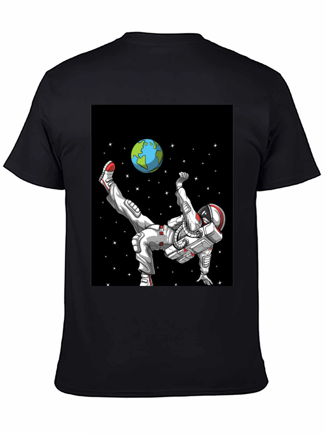Black Astronaut Soccer T-Shirt - Space Kick! view 4