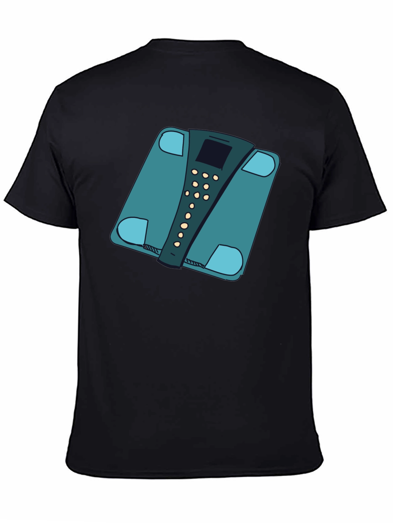 Black Funny Weight Scale Graphic Tee - Black Casual T-Shirt view 4