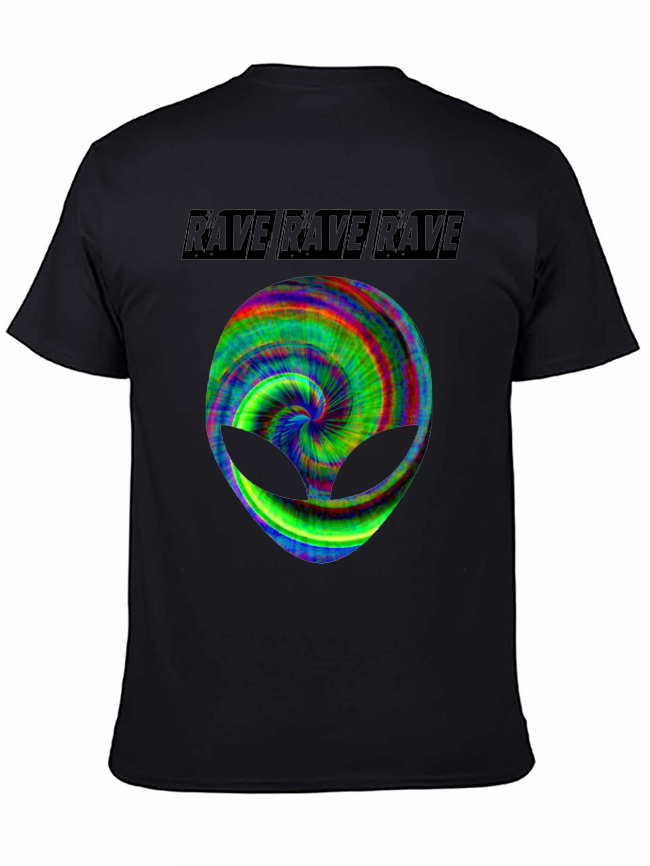 Black Rave Alien Graphic Tee - Black Cotton T-Shirt view 4