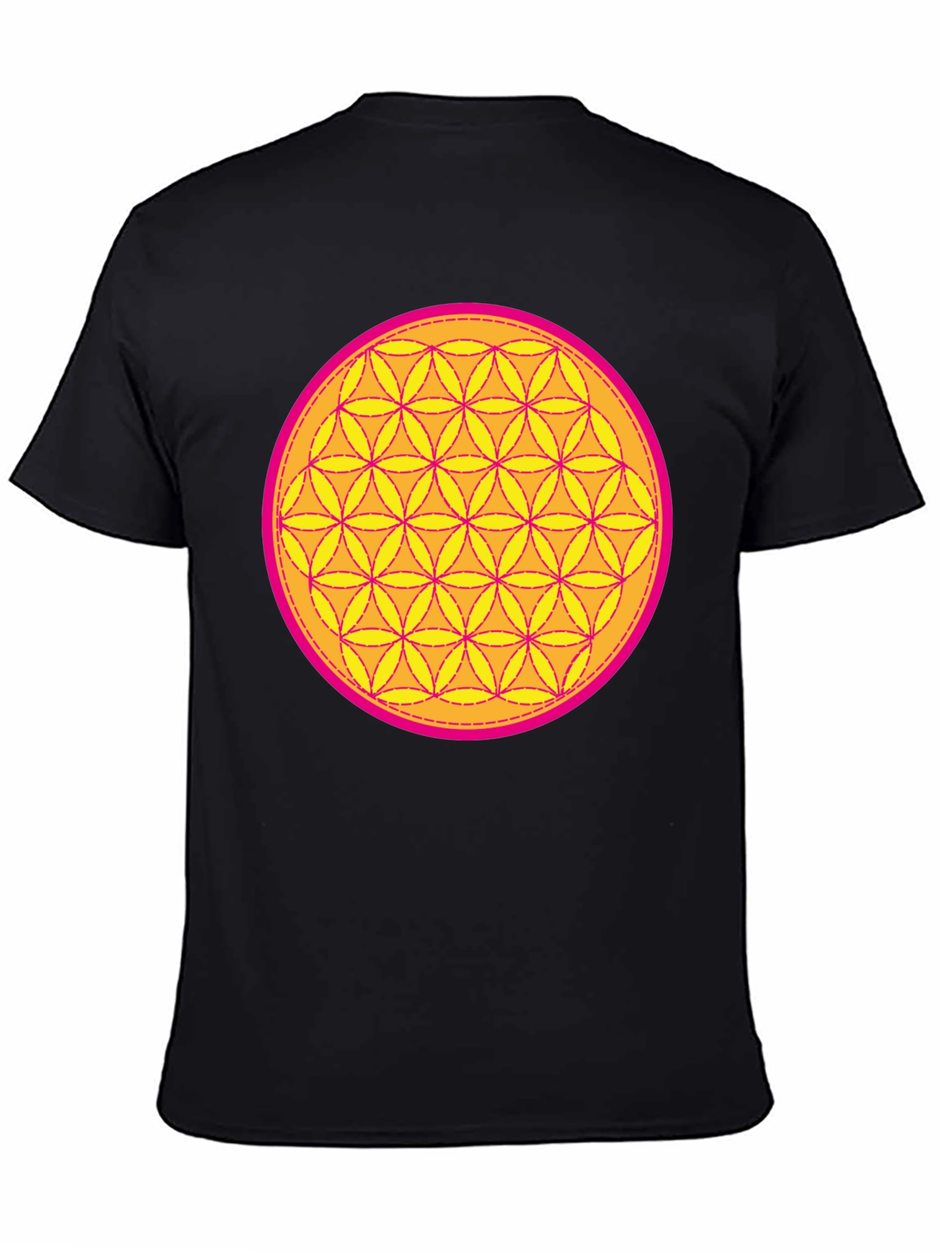 Black Sacred Geometry Flower of Life T-Shirt view 4