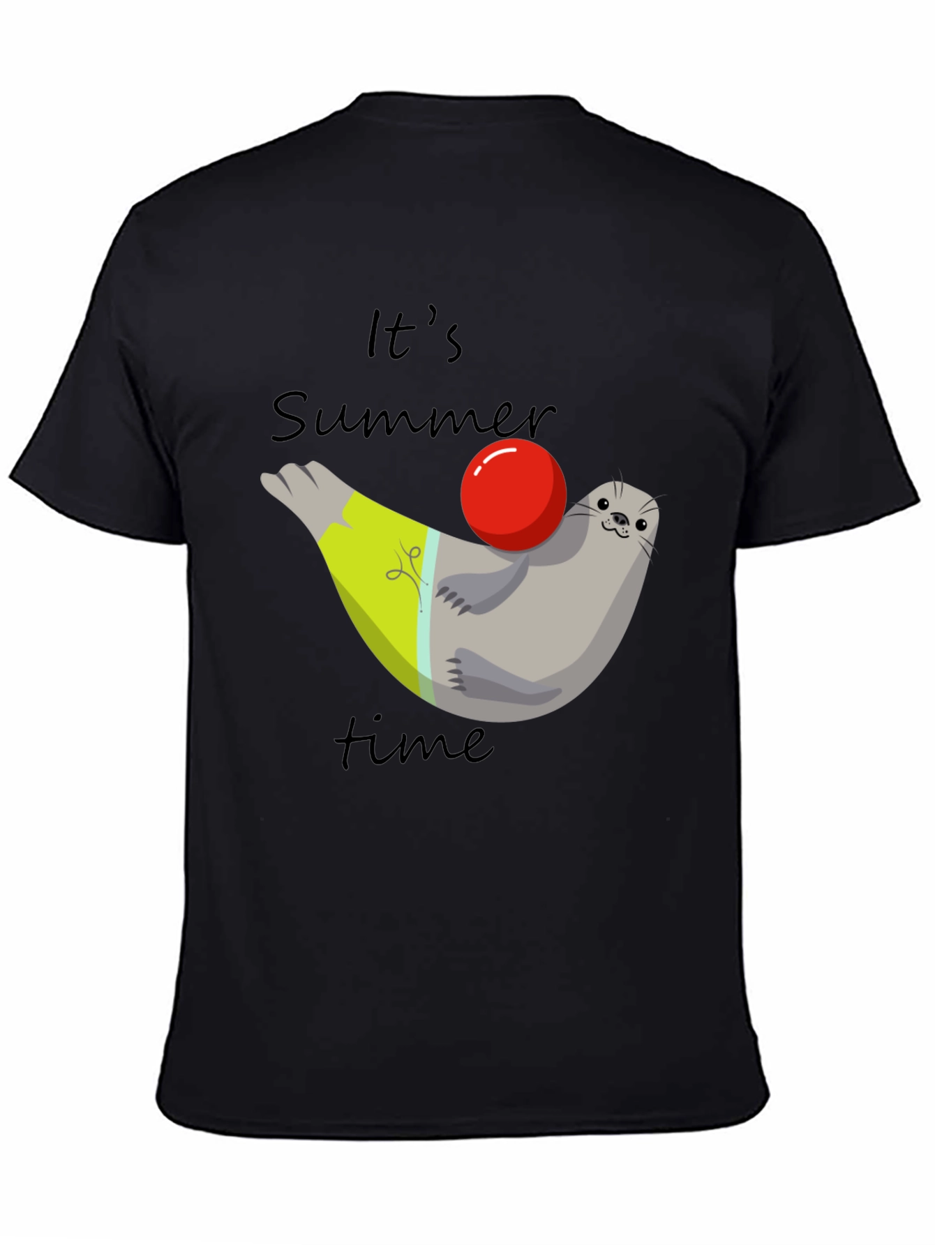Black Summer Seal T-Shirt - Its Summer Time Tee view 4