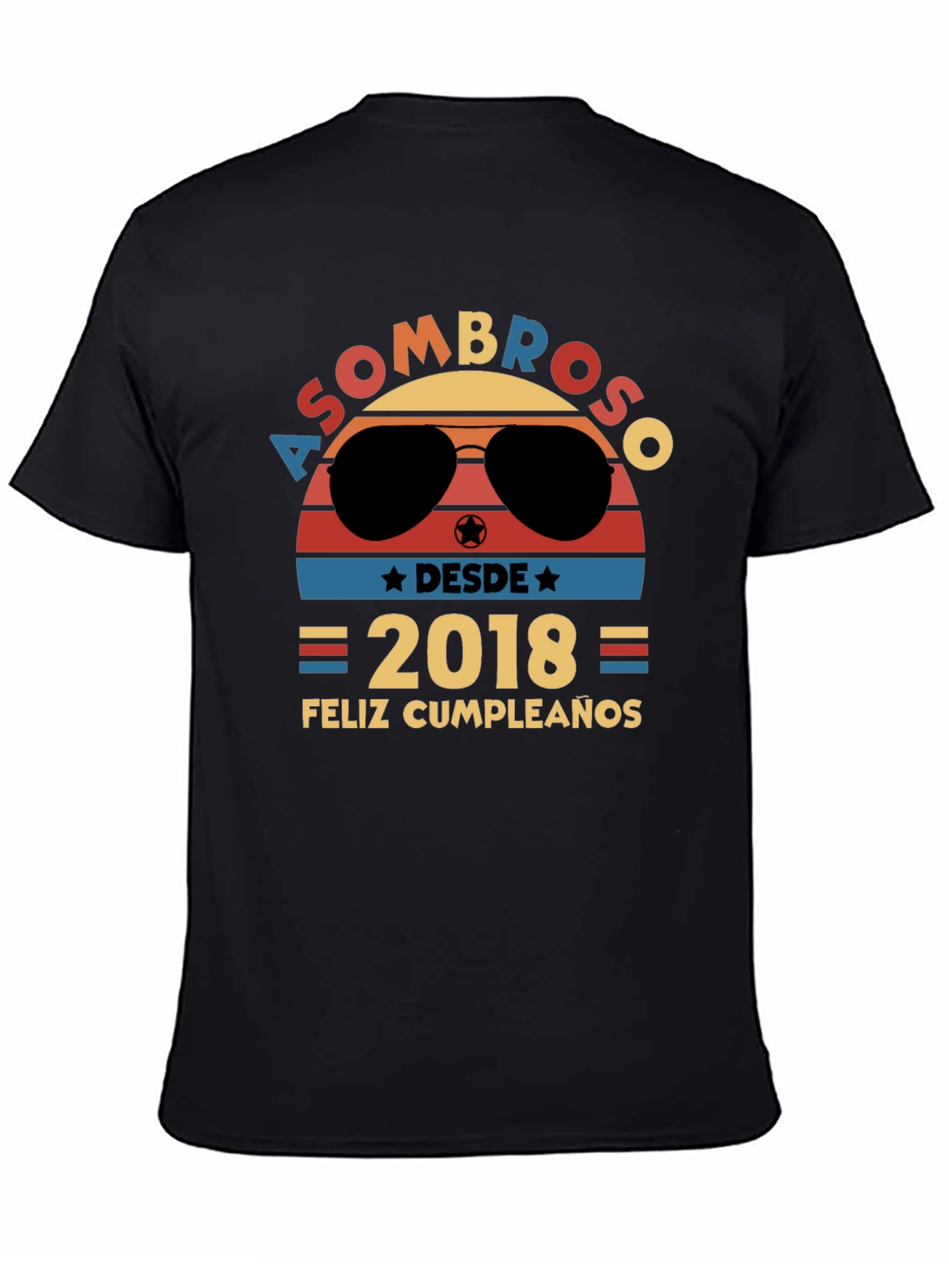 Black Asombroso Desde 2018 Feliz Cumpleaños Graphic Tee view 4
