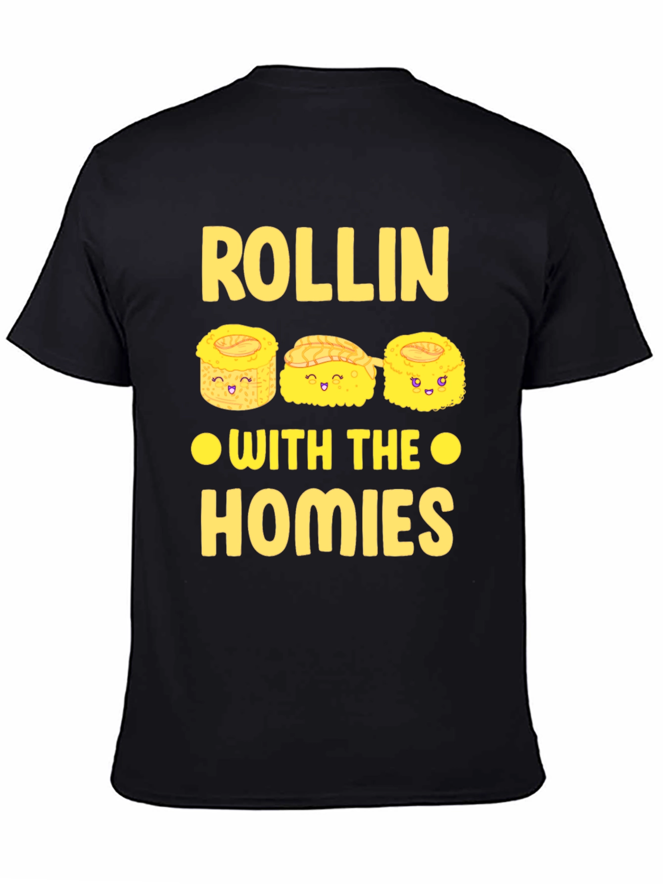 Black Rollin' With The Homies Sushi Graphic T-Shirt view 4