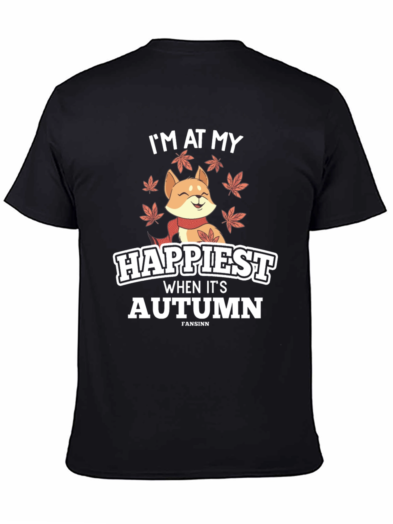 Black Autumn Shiba Inu T-Shirt view 4