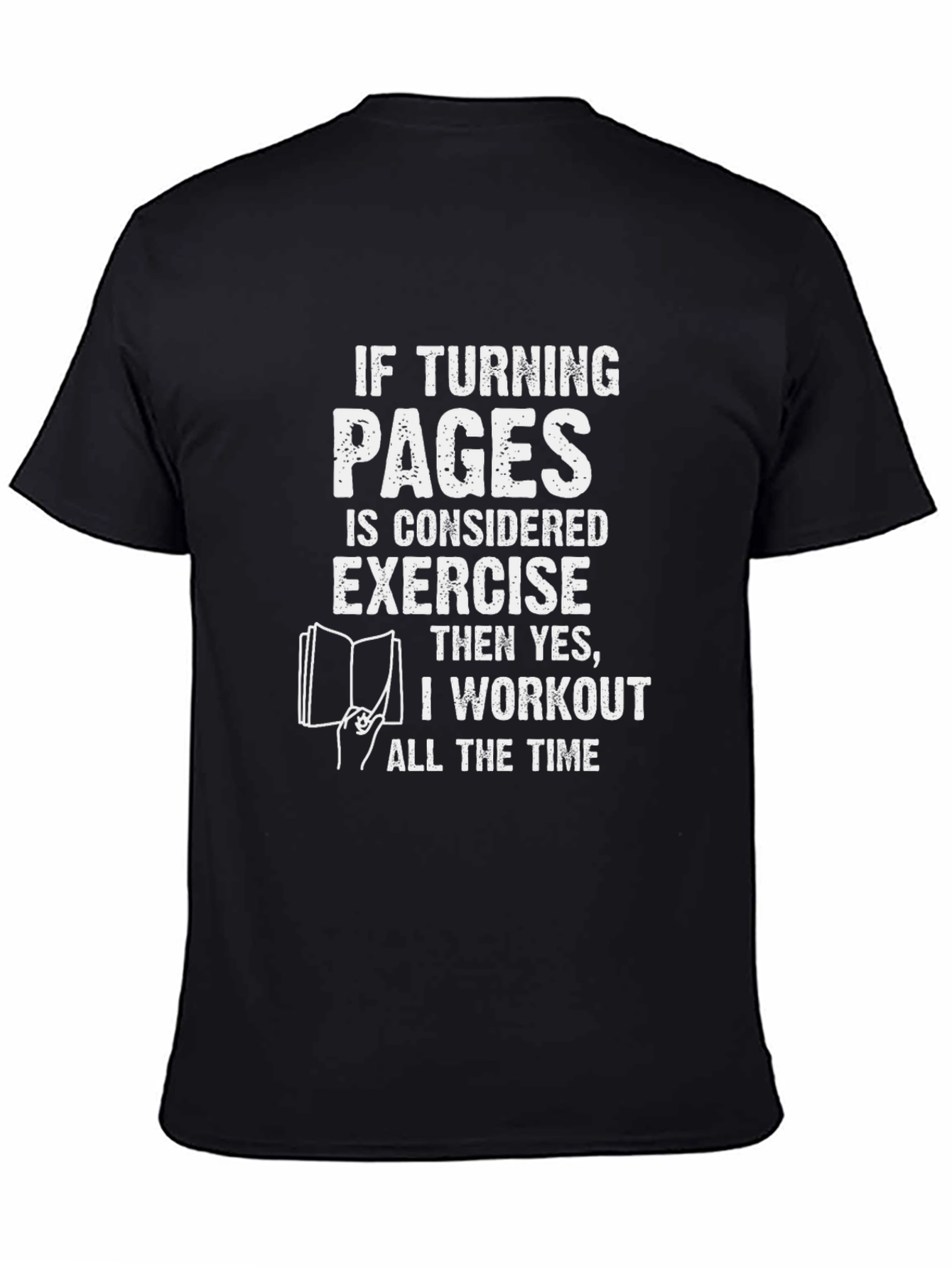 Black Funny Book Lover Workout T-Shirt view 4