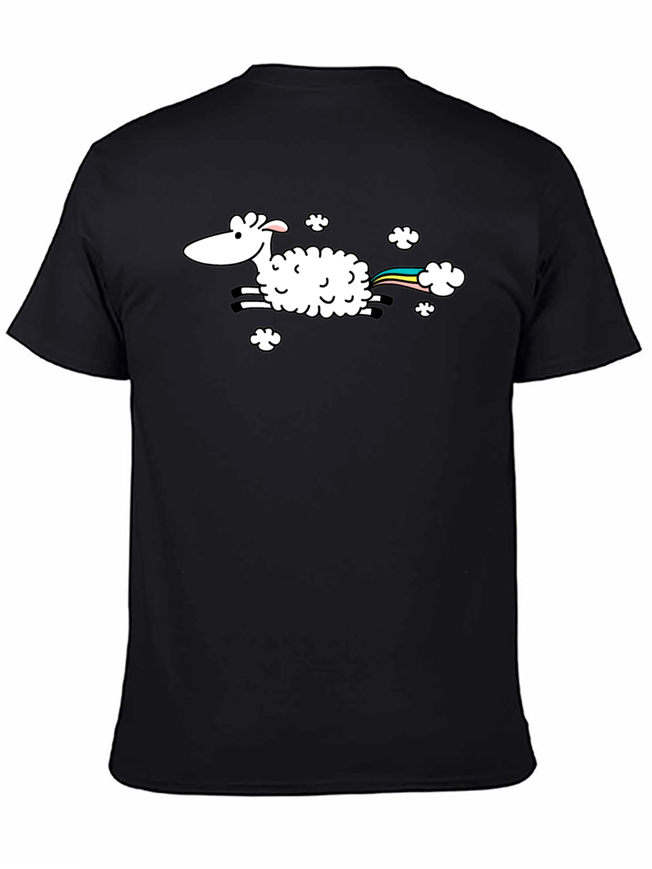 Black Rainbow Sheep T-Shirt - Black Cotton Tee view 4