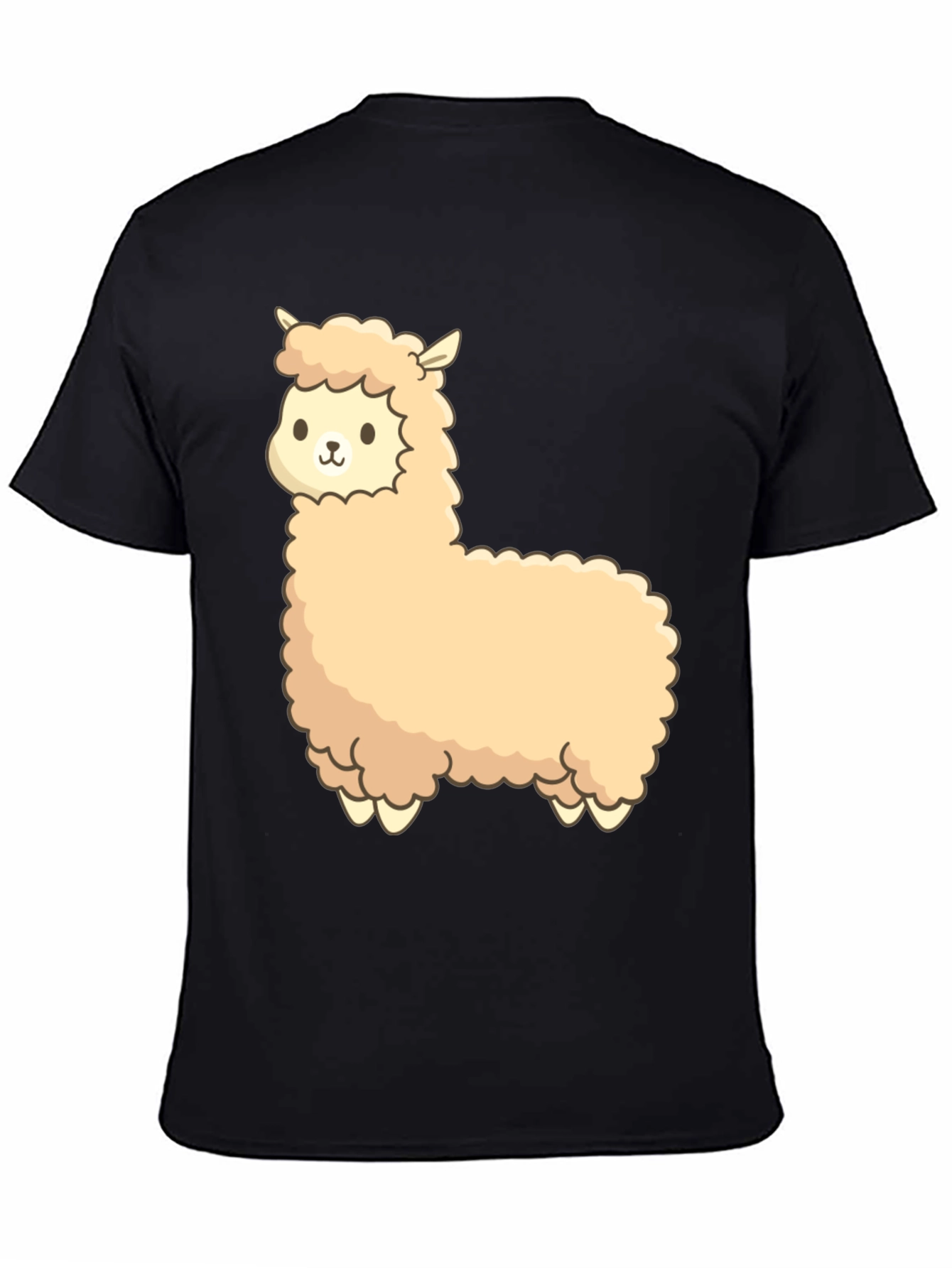 Black Cute Alpaca Graphic Black T-Shirt view 4