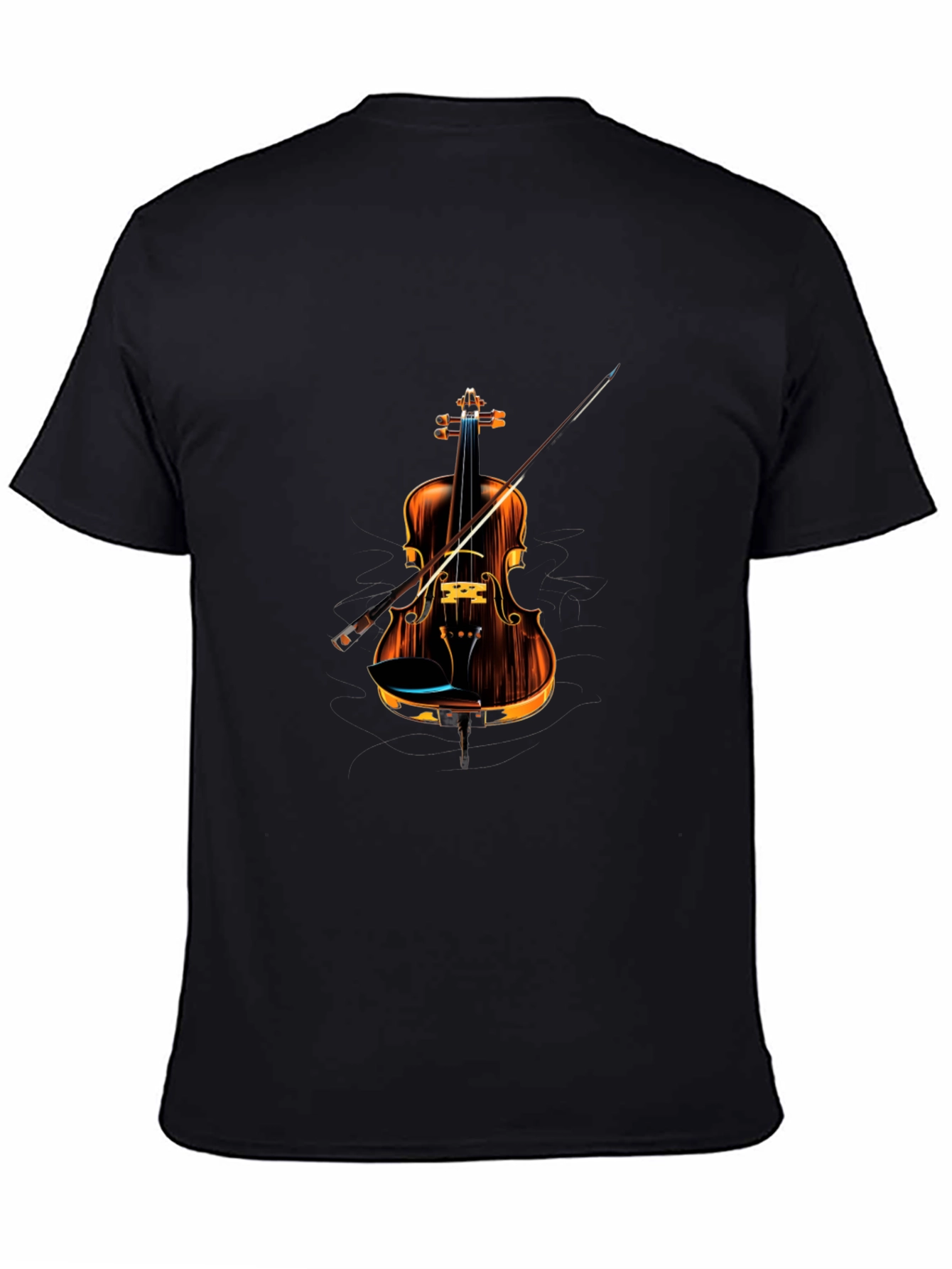 Black Stylish Violin Graphic Tee - Music Lover's T-Shirt view 4