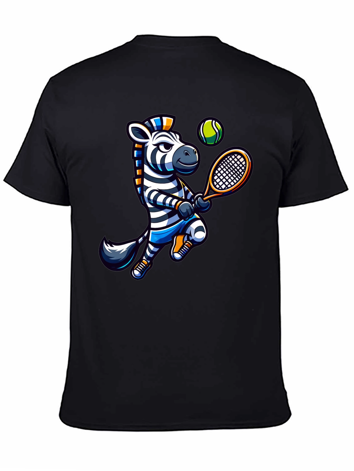 Black Zebra Tennis Graphic T-Shirt - Fun Animal Design view 4