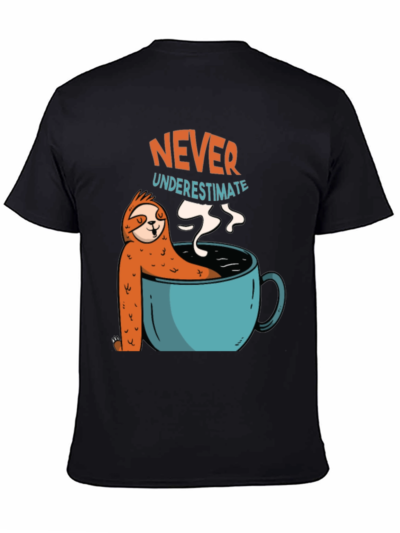 Black Never Underestimate Sloth Coffee T-Shirt view 4