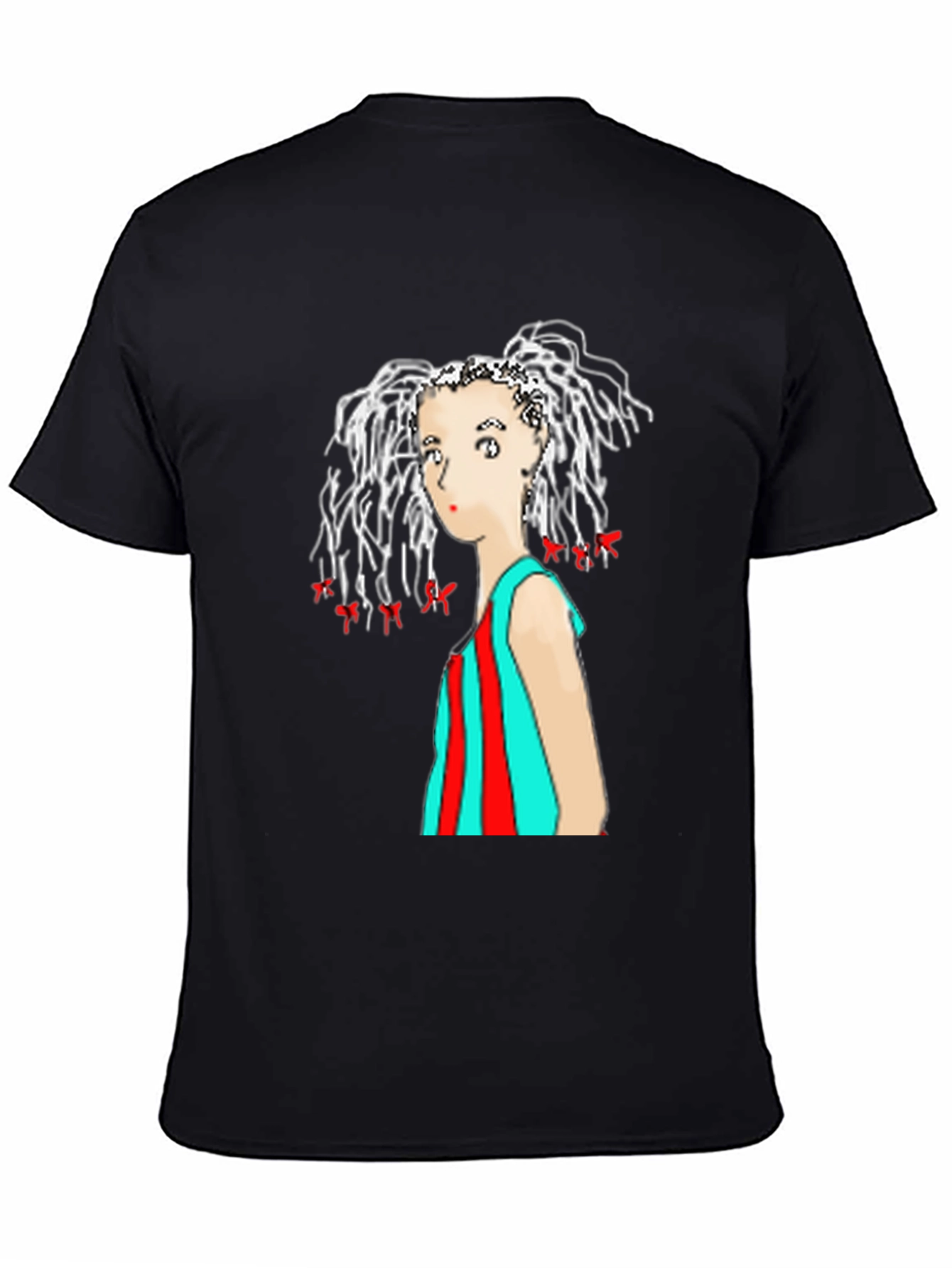Black Artistic Graphic Tee - Unique Woman Design view 4