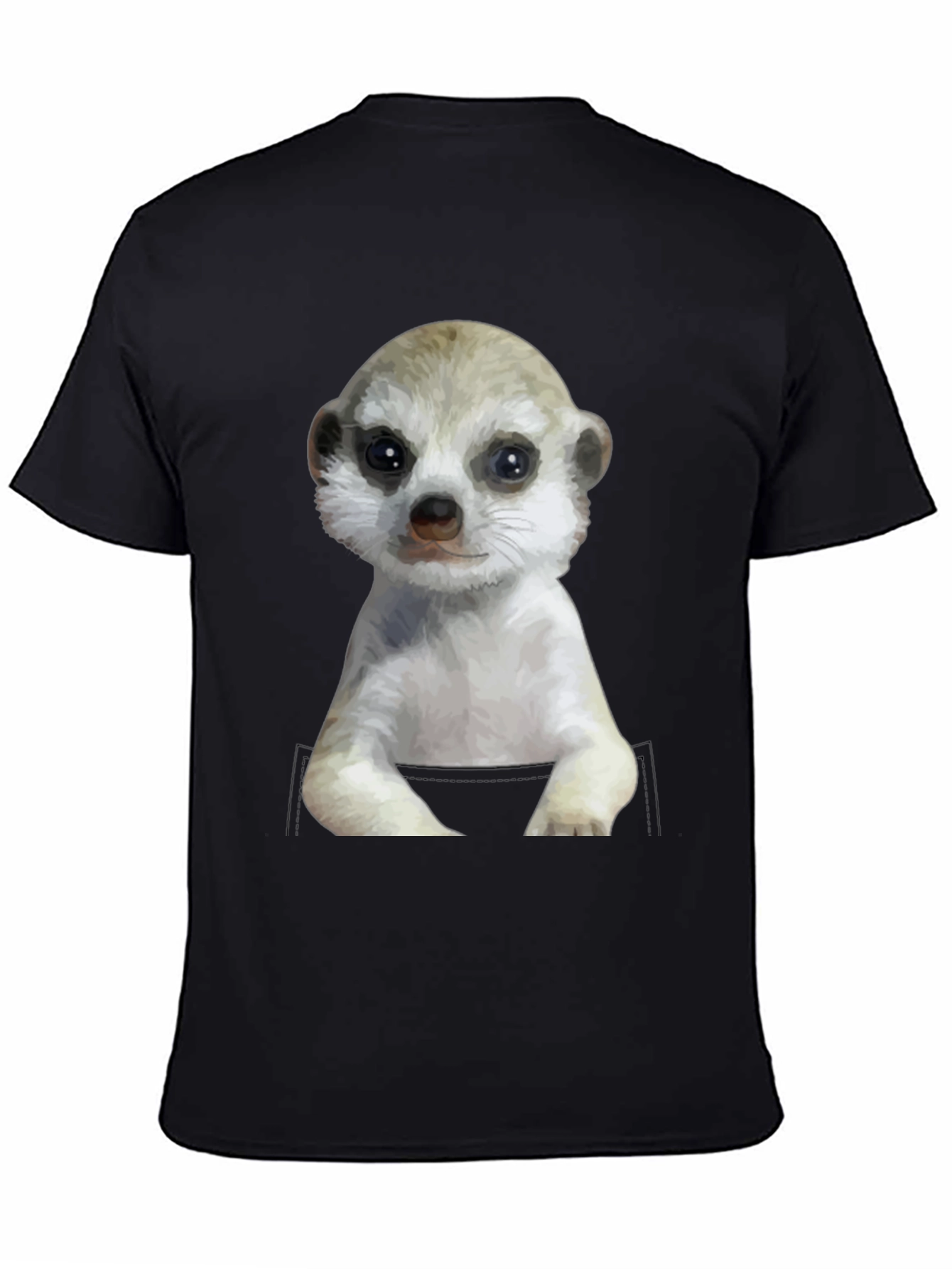 Black Meerkat in Pocket Graphic Tee - Cute Animal T-Shirt view 4