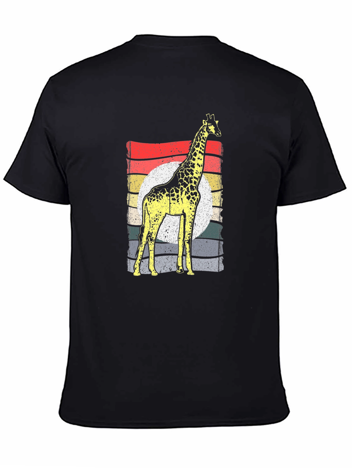 Black Retro Giraffe Graphic Tee - Unisex Cotton Shirt view 4