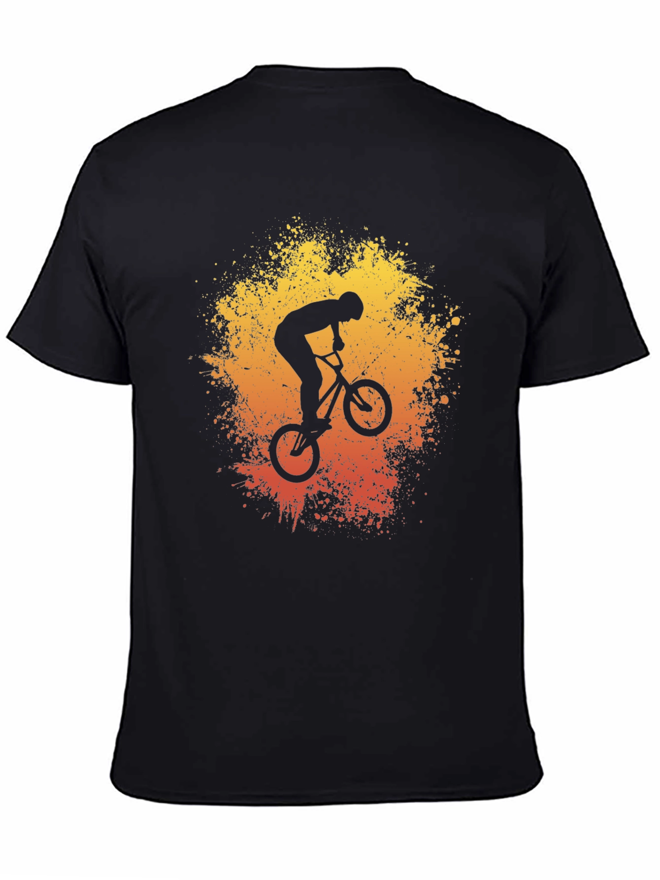 Black BMX Rider Graphic Tee - Stunt Bike Art Shirt view 4