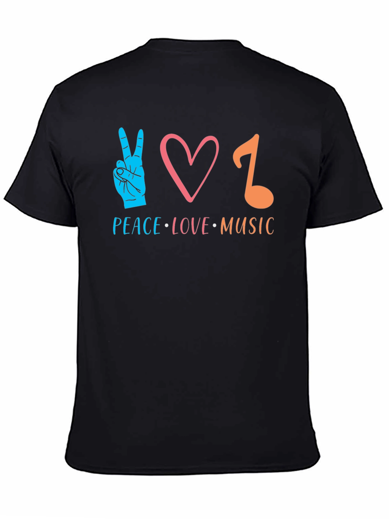 Black Peace Love Music Graphic T-Shirt view 4