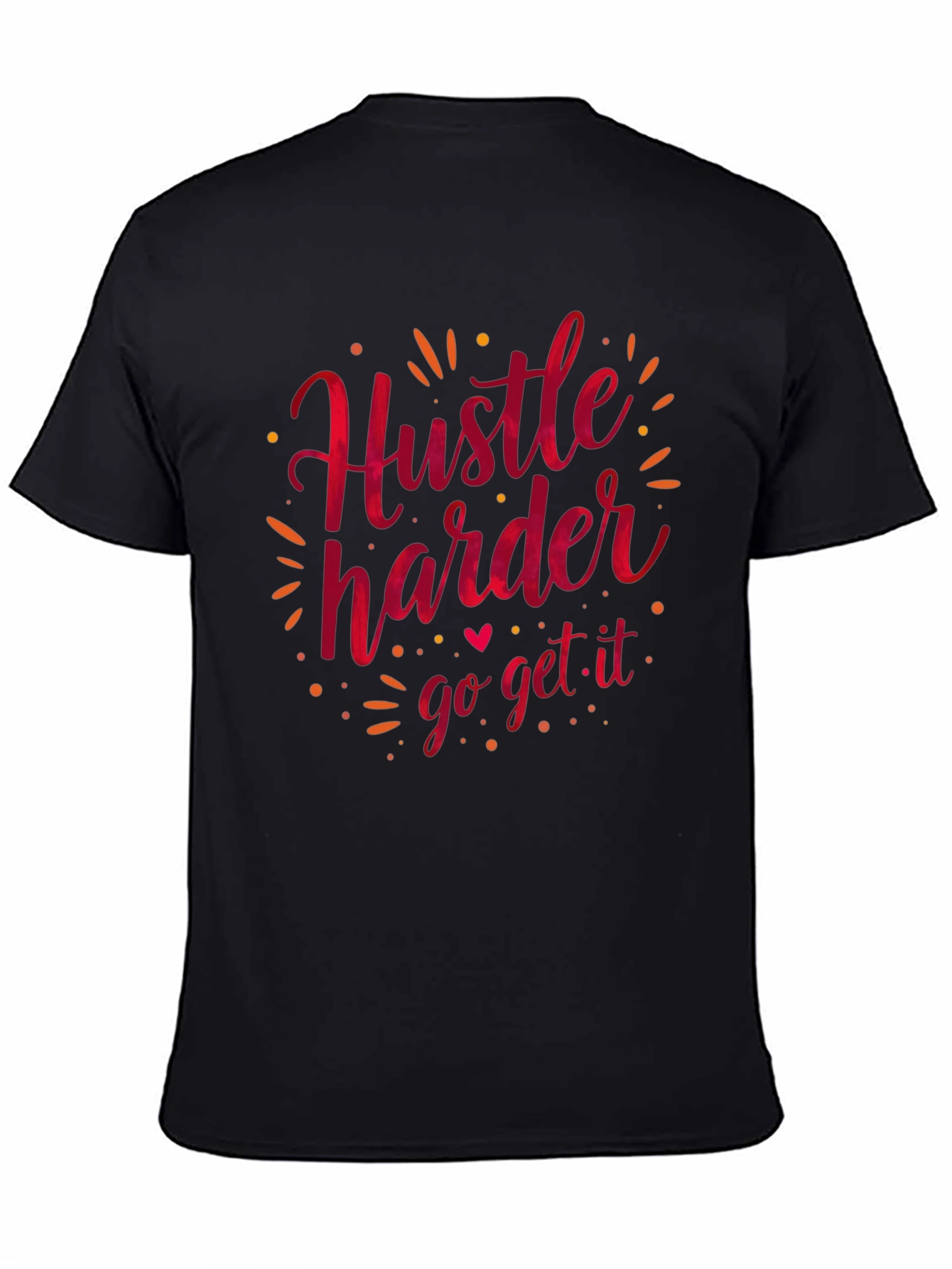 Black Hustle Harder Graphic Tee - Black Casual T-Shirt view 4