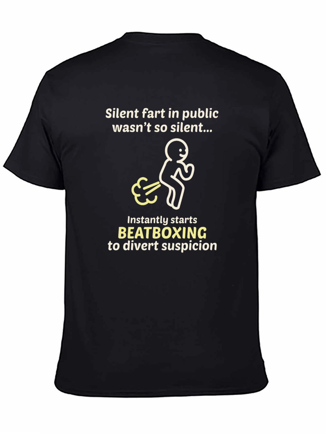 Black Funny Beatboxing Fart Graphic Tee - Black view 4
