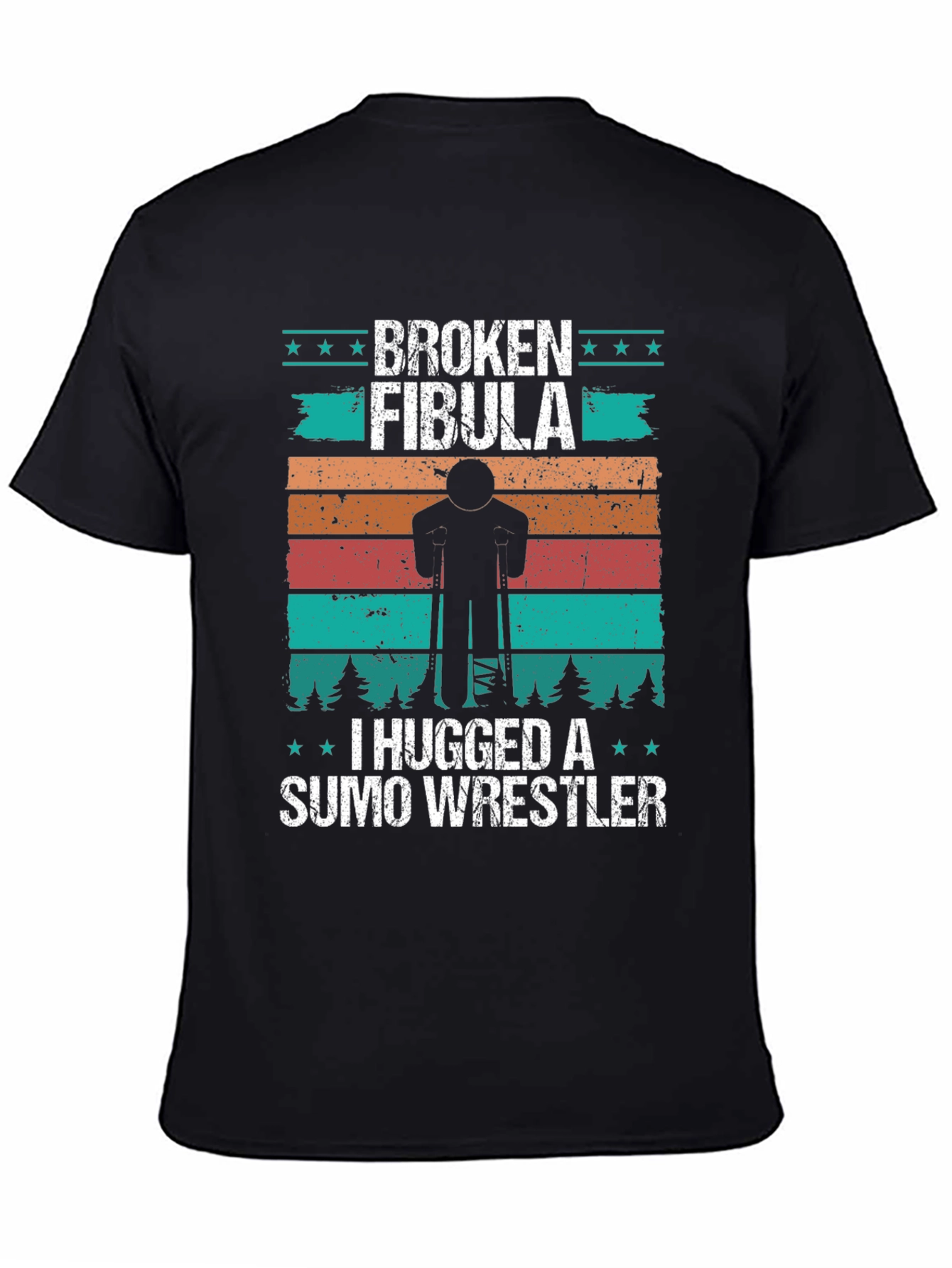 Black Broken Fibula Sumo Wrestler Graphic T-Shirt view 4