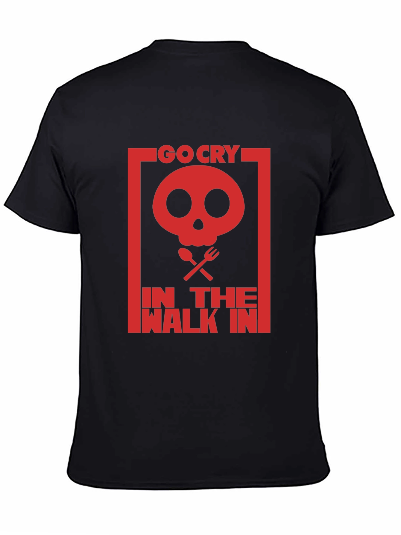 Black Go Cry In The Walk In T-Shirt - Funny Skull Graphic Tee view 4