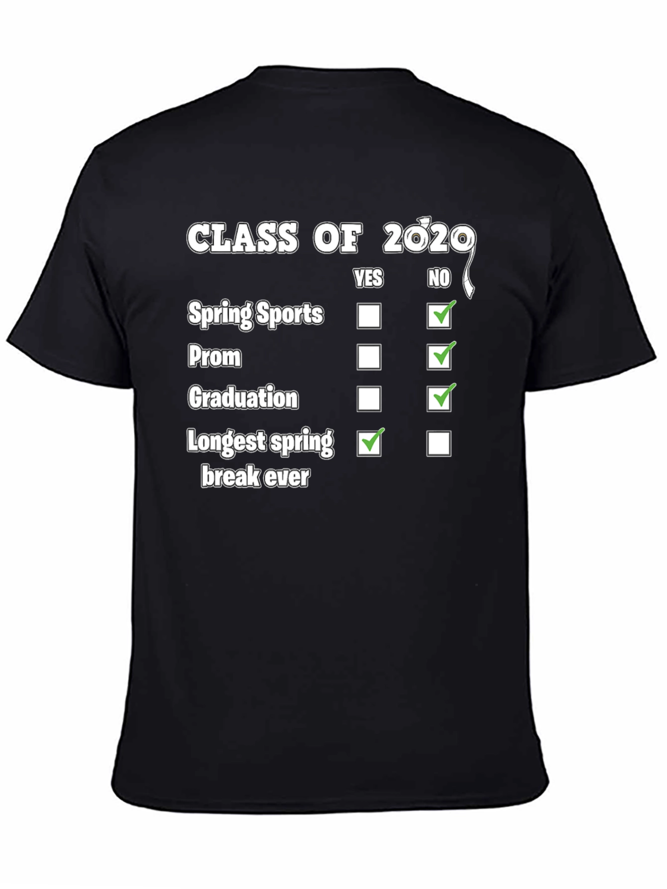 Black Class of 2020 Funny T-Shirt view 4