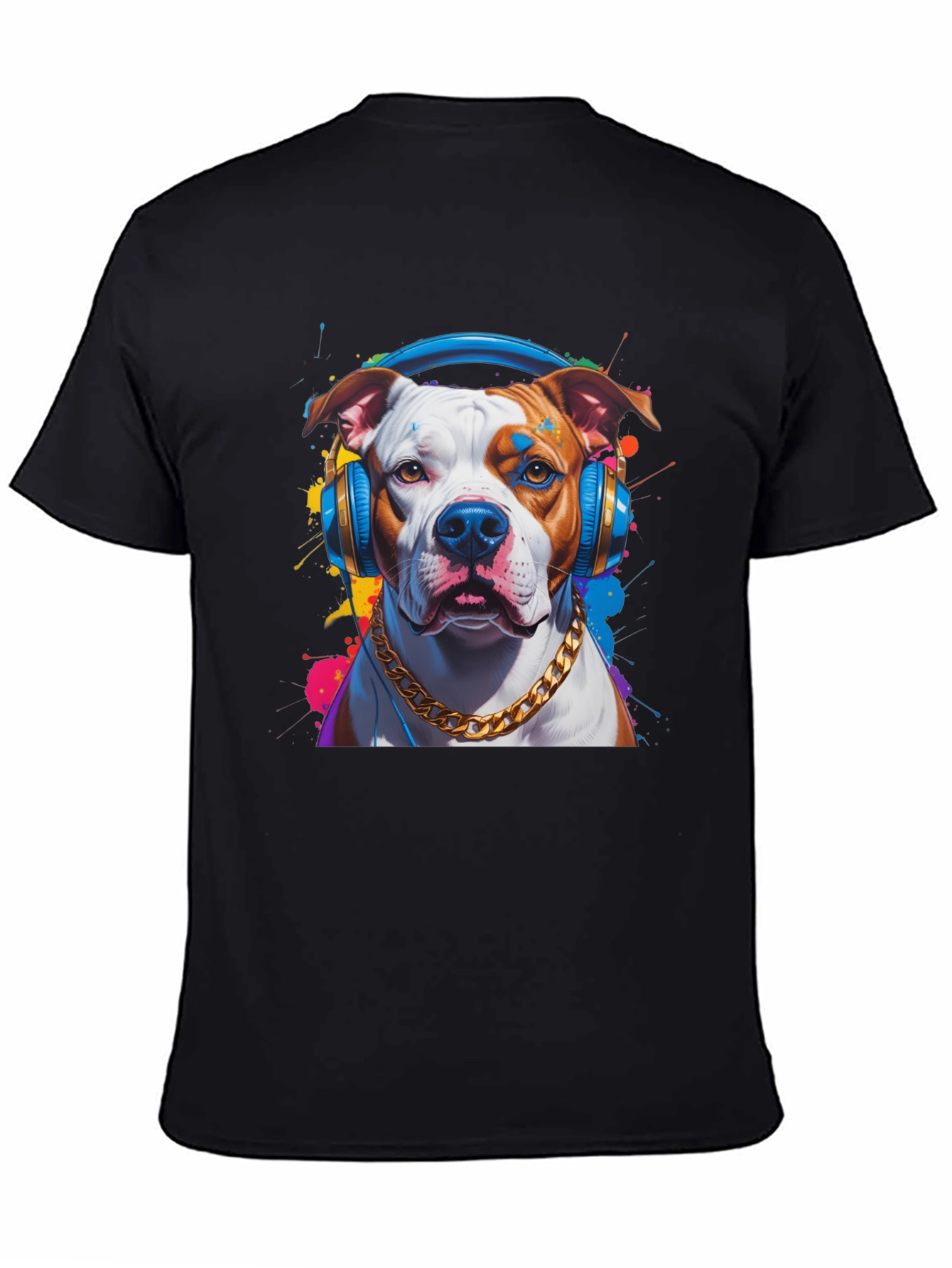 Black Dog with Headphones Graphic T-Shirt view 4