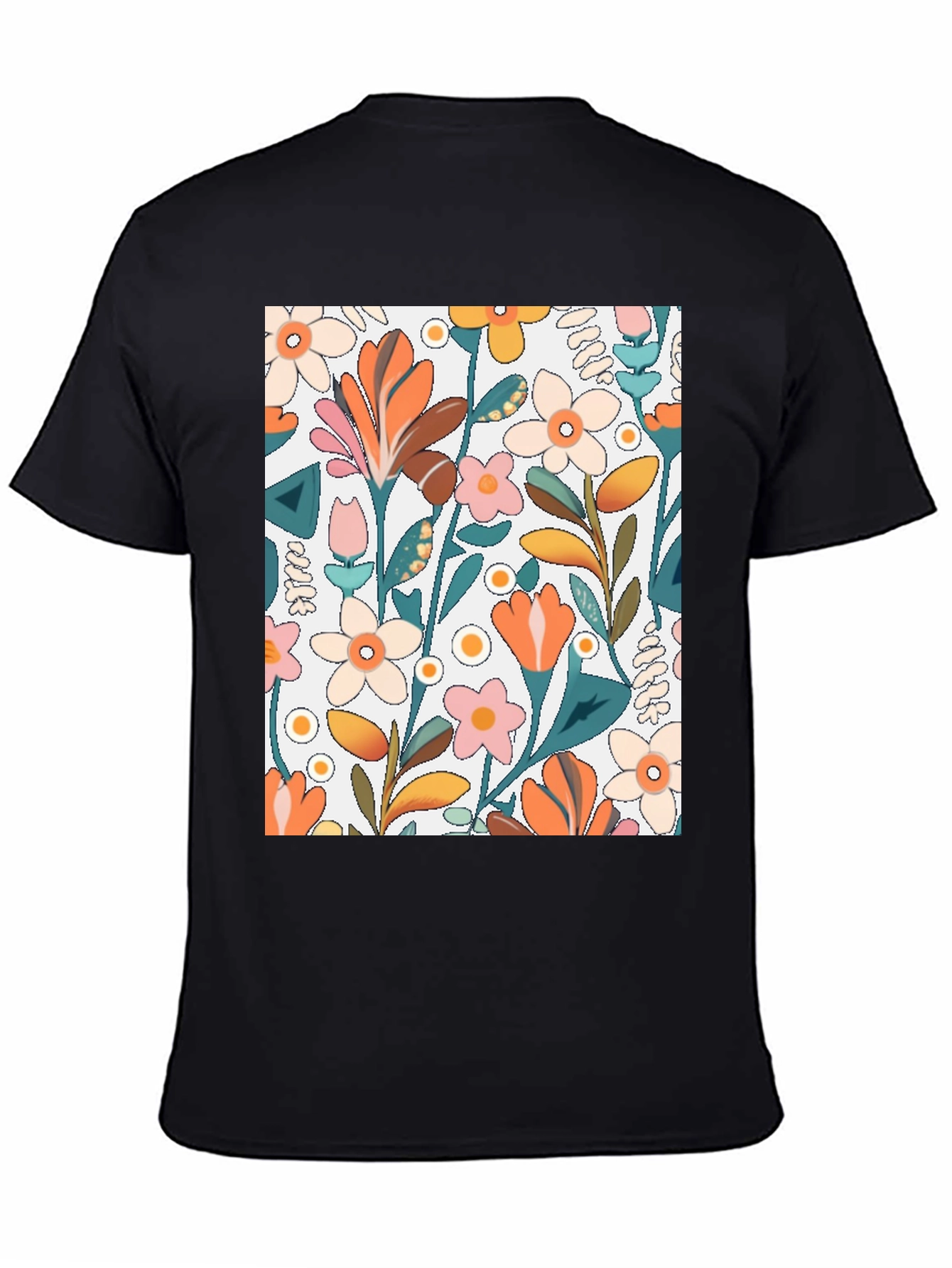 Black Floral Patterned T-Shirt view 4