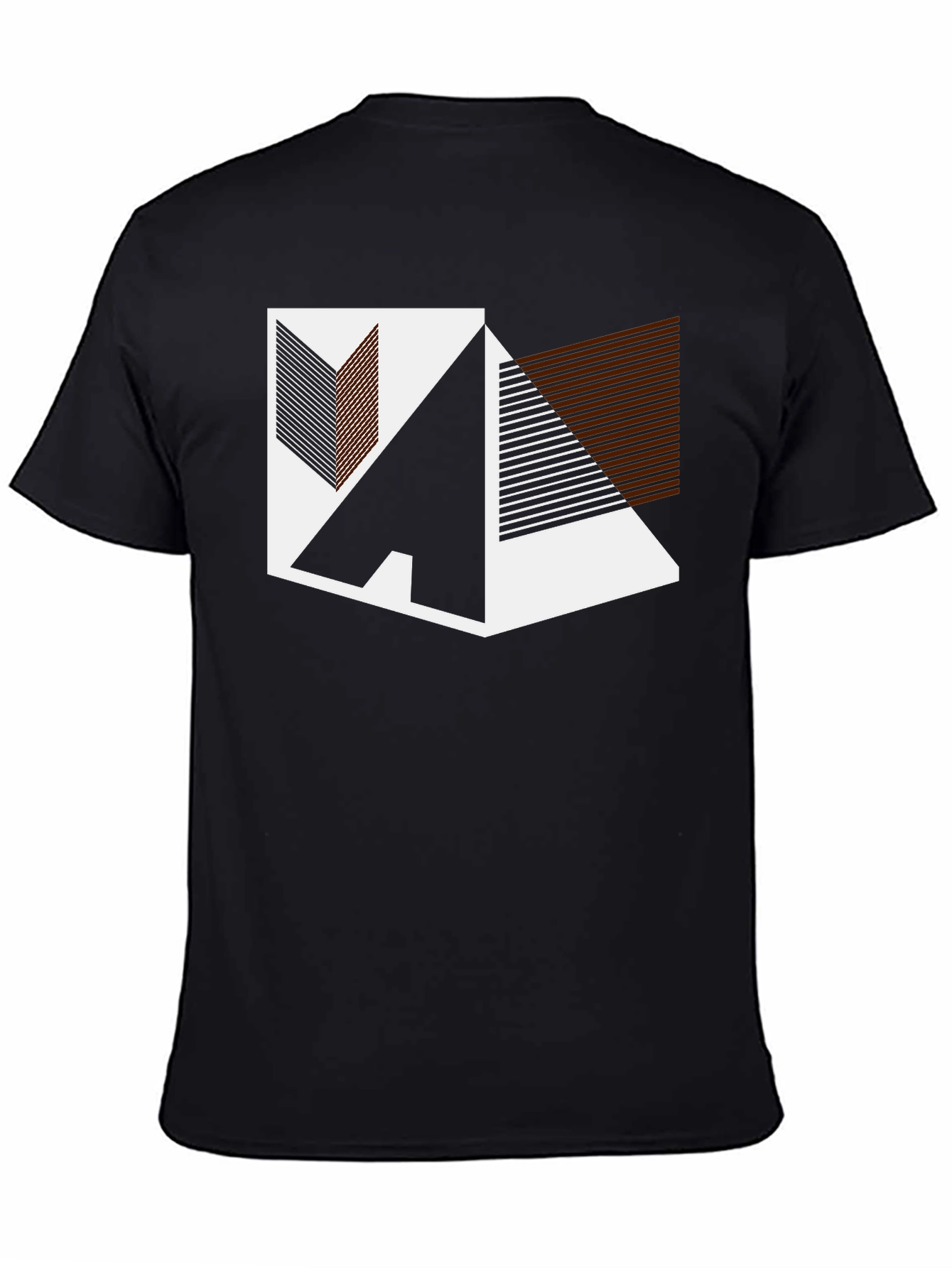 Black Geometric Graphic Print Black T-Shirt view 4