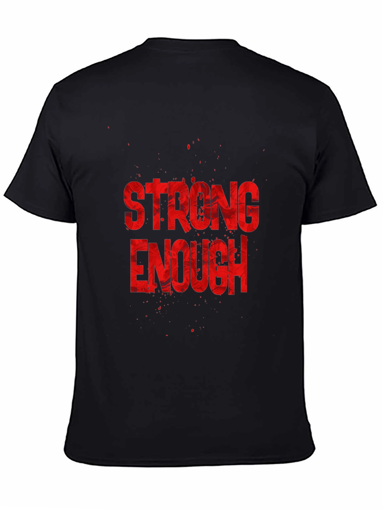 Black Strong Enough Graphic Tee - Black Cotton T-Shirt view 4