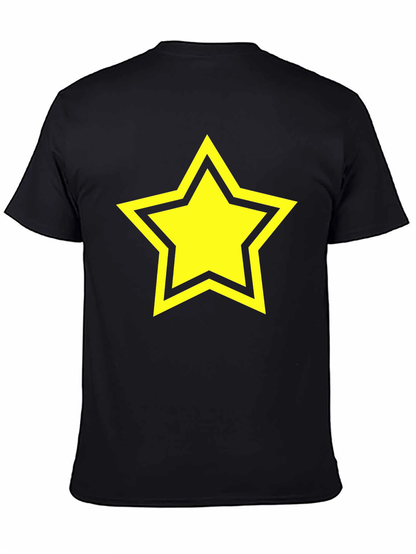 Black Black T-Shirt with Yellow Star Graphic view 4