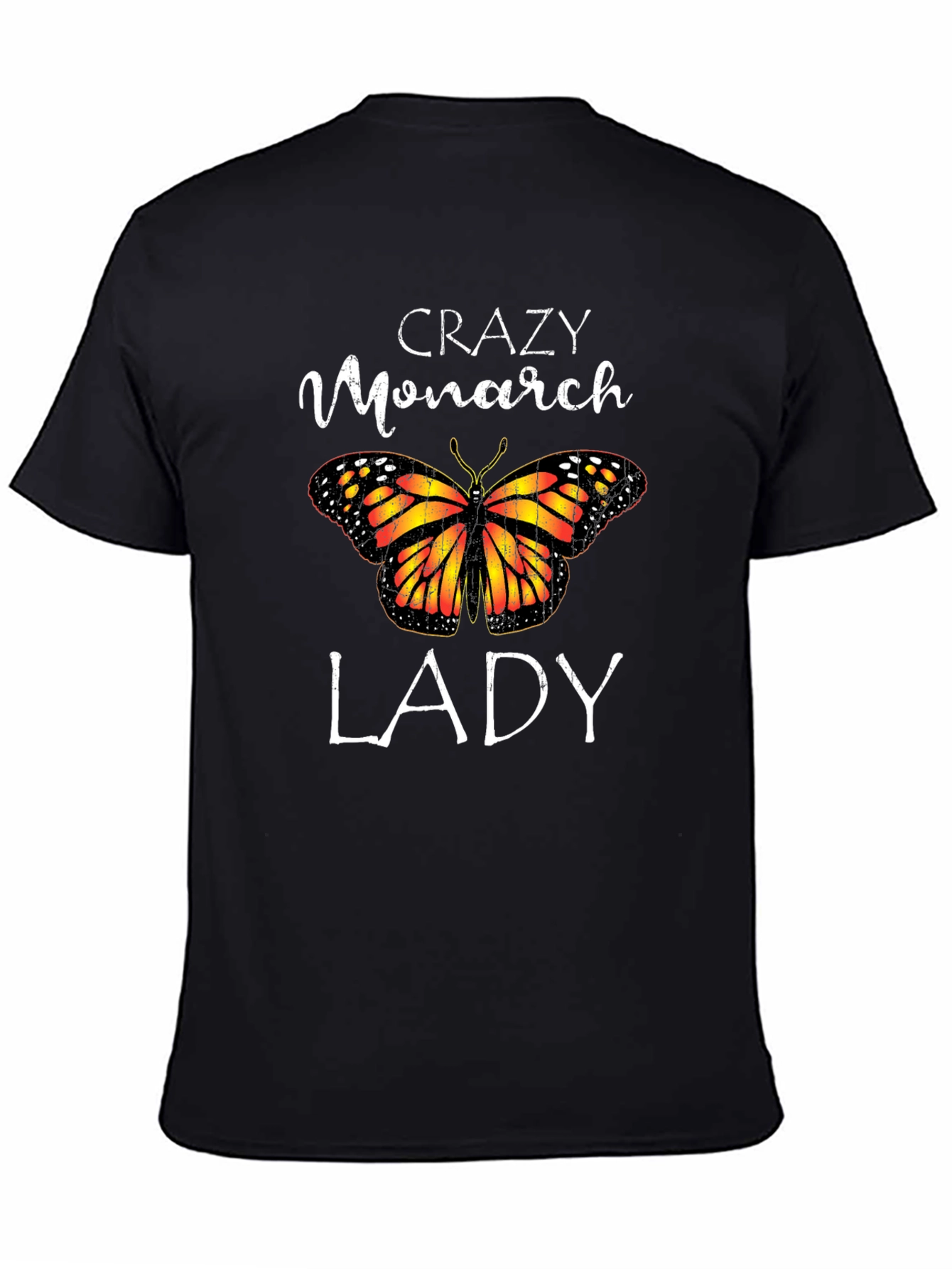 Black Crazy Monarch Lady Butterfly Graphic Tee view 4