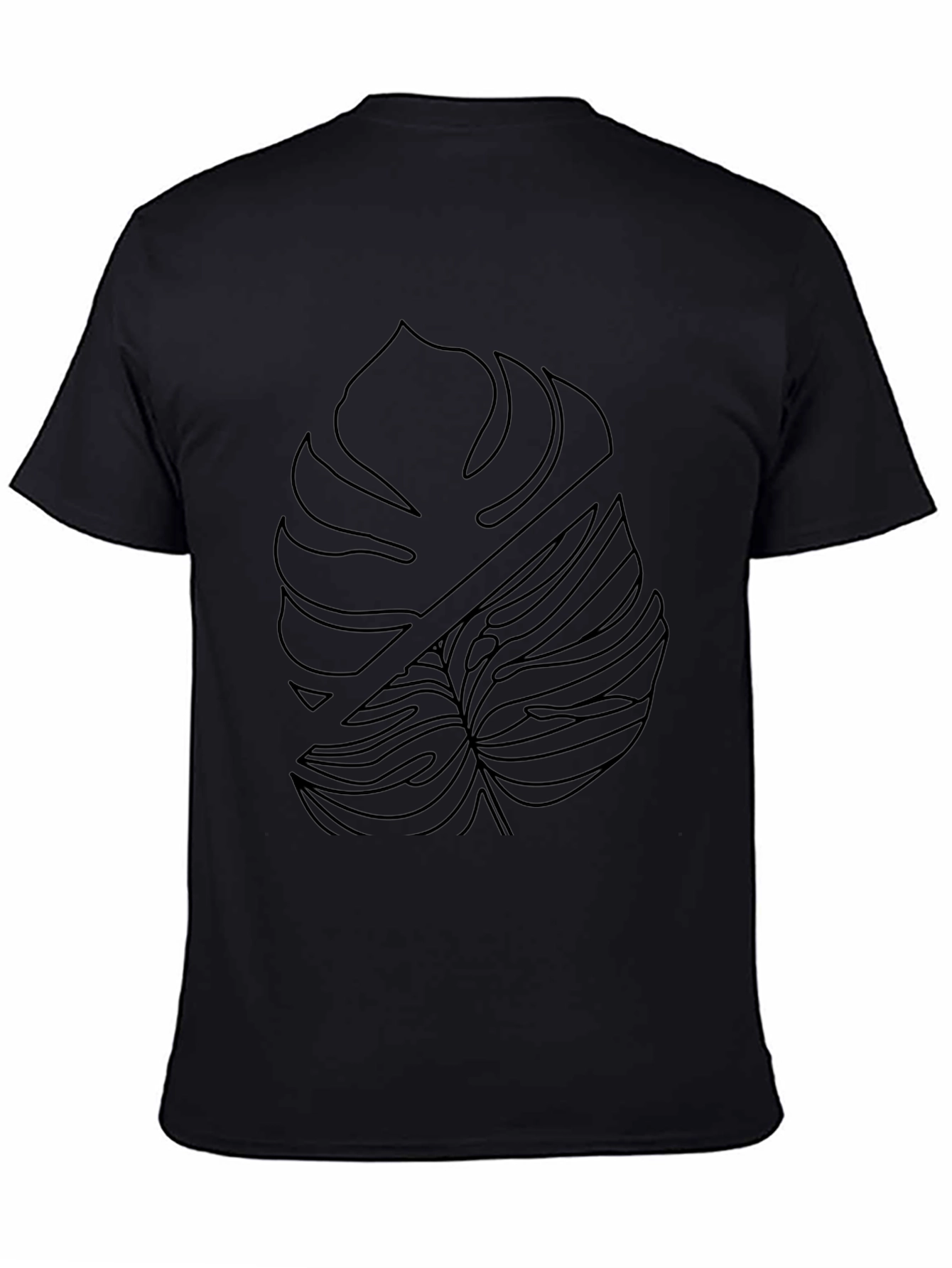 Black Modern Monstera Leaf Graphic Tee - Black view 4