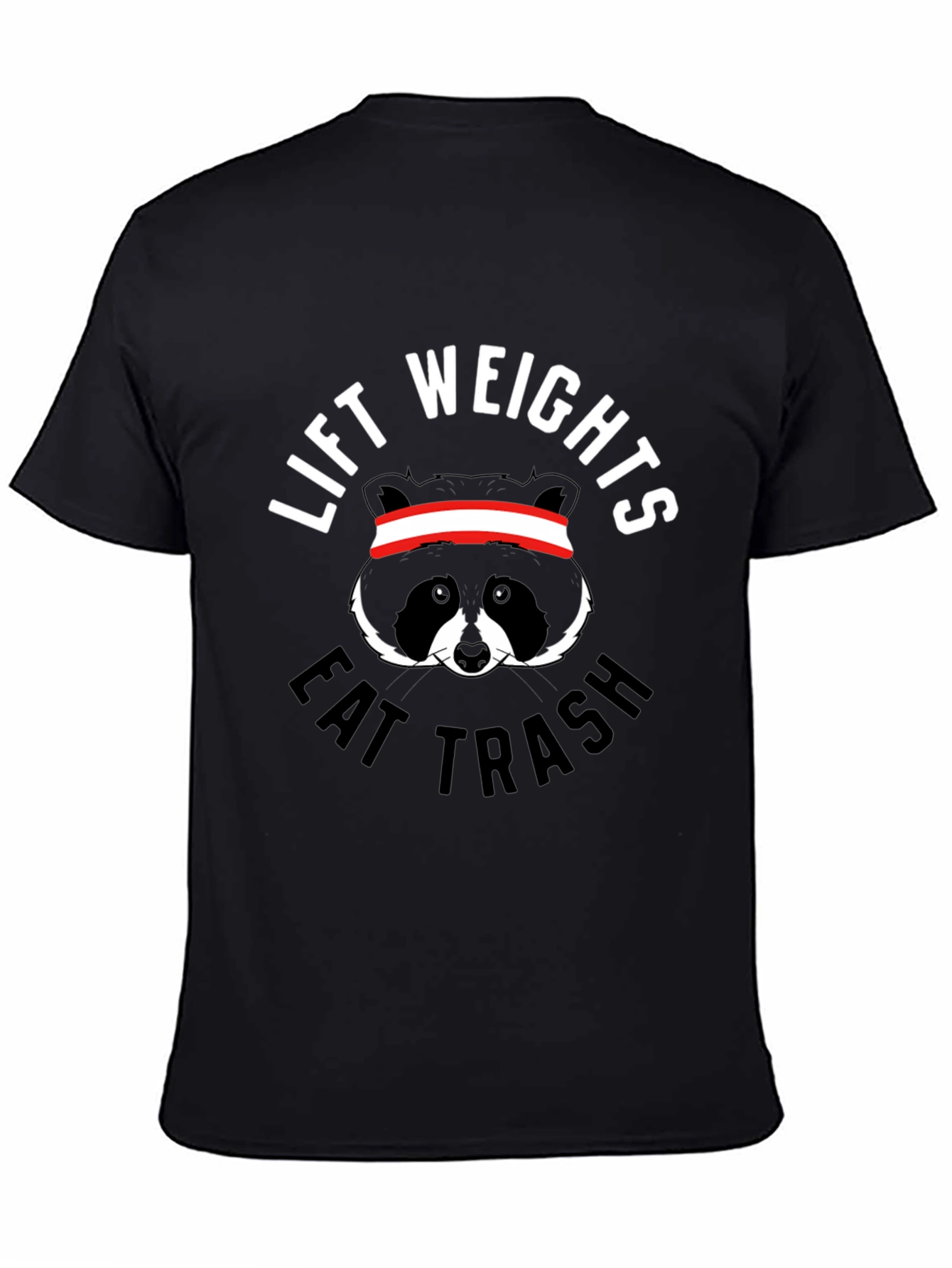 Black Lift Weights Eat Trash Raccoon Graphic Tee view 4