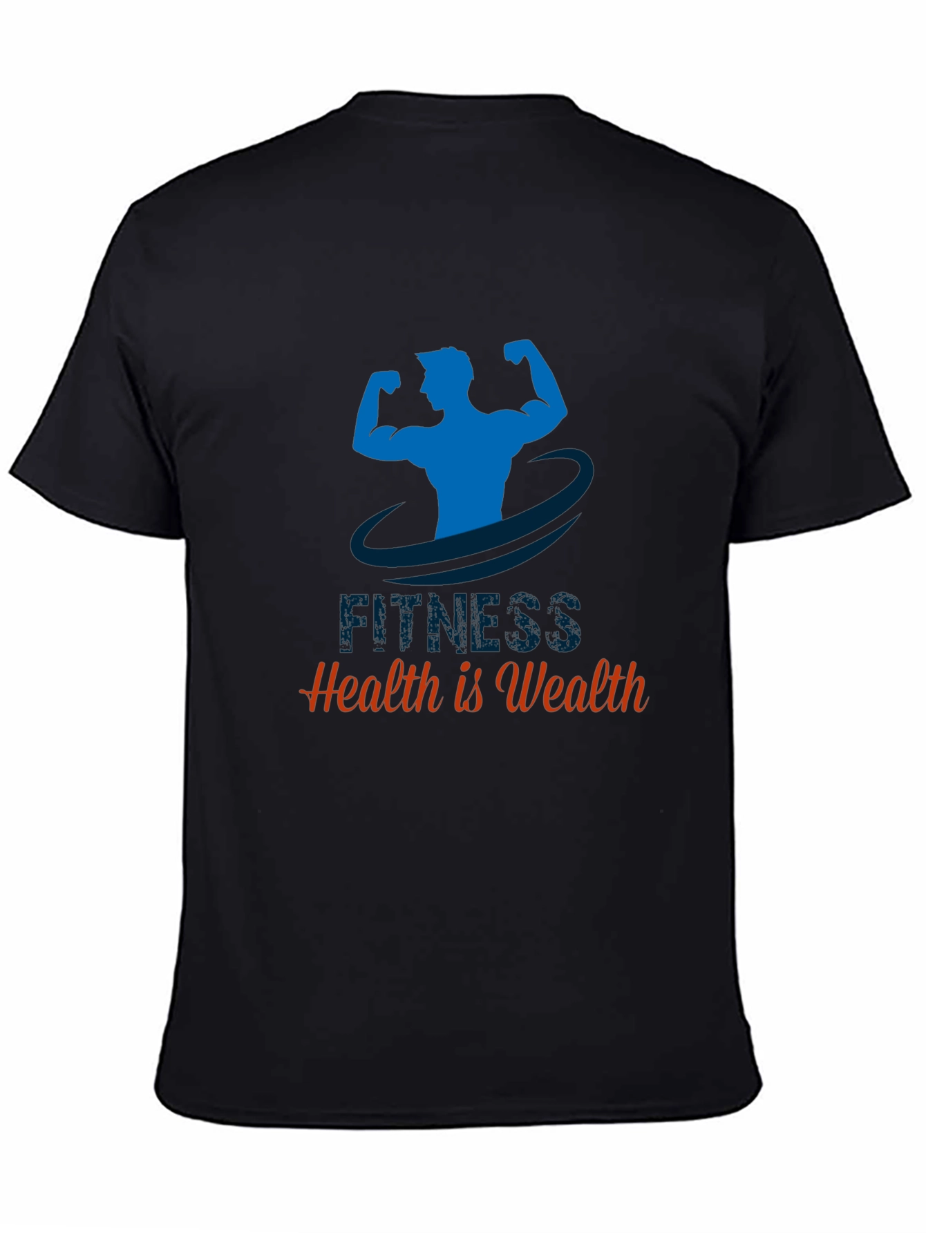 Black Fitness Graphic Tee - Health is Wealth view 4