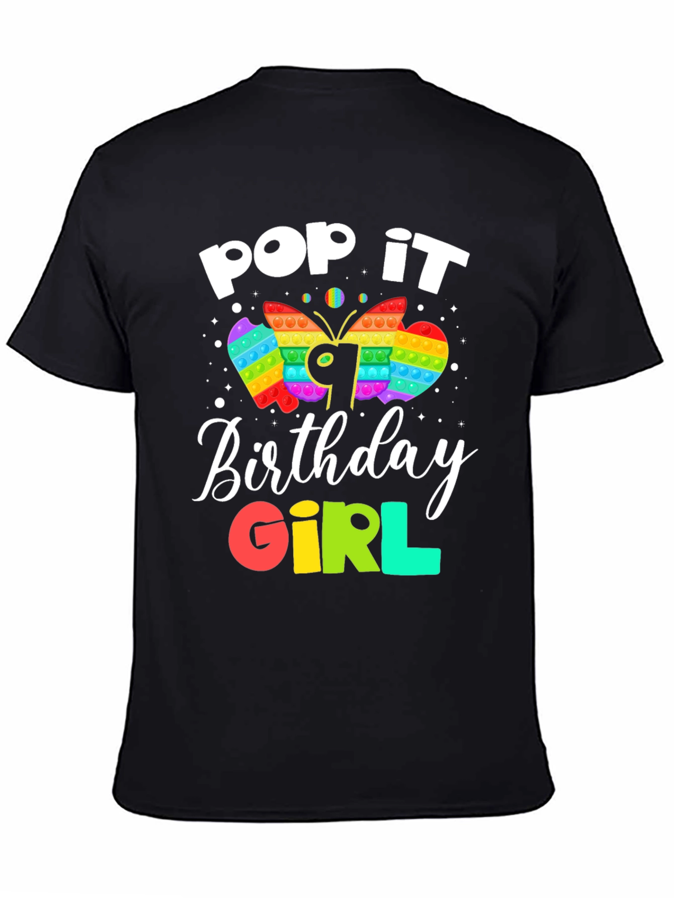 Black Pop It Birthday Girl T-Shirt view 4