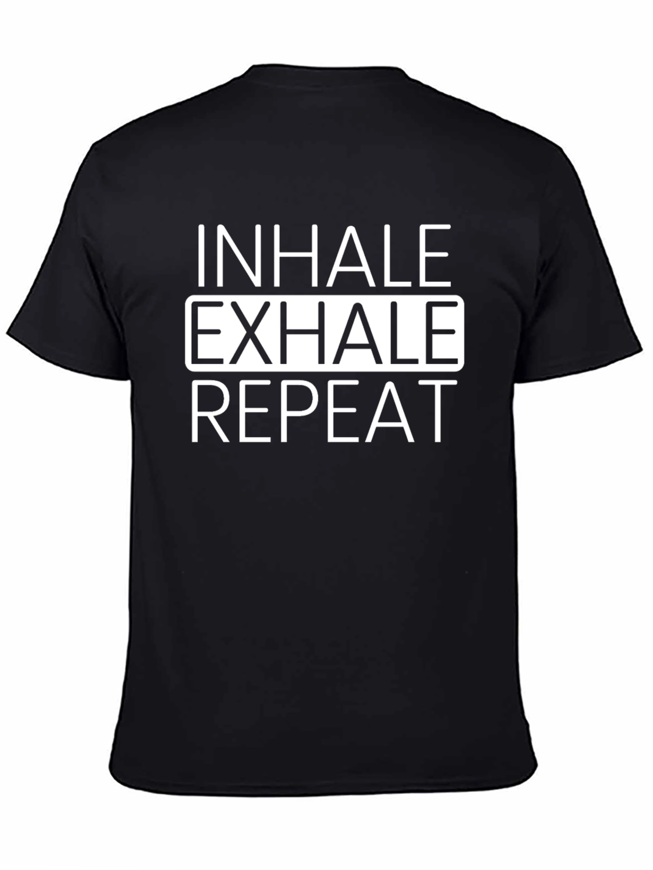 Black Inhale Exhale Repeat Graphic T-Shirt - Black Cotton Blend view 4