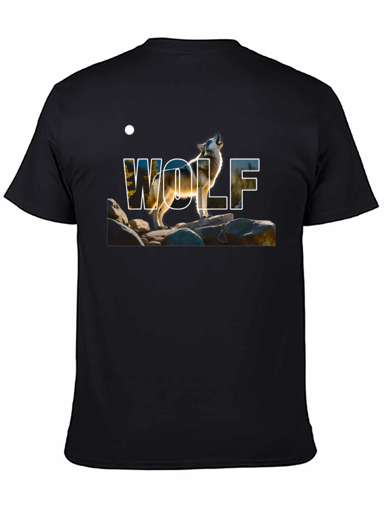Black Wolf Graphic Print Black T-Shirt view 4