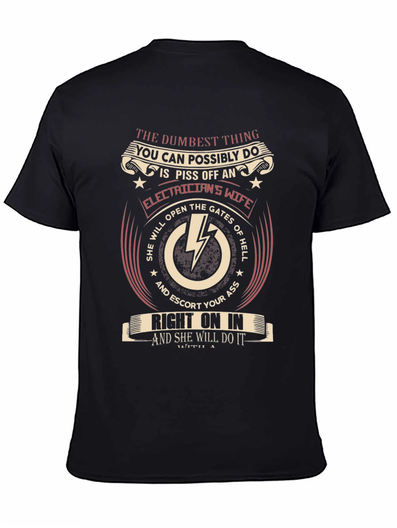 Black Electrician's Wife Graphic Tee - Sassy & Bold view 4