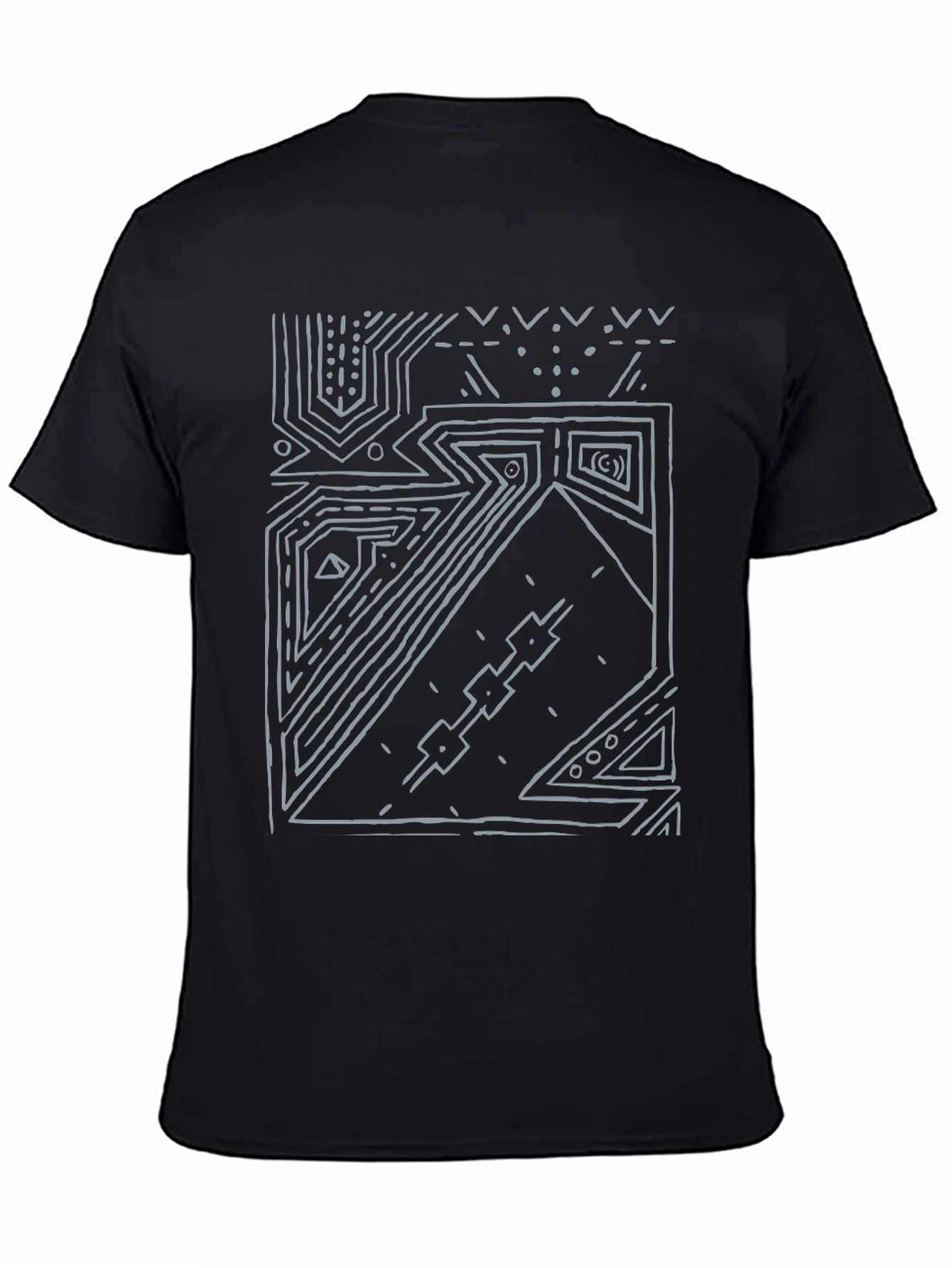 Black Abstract Geometric Black T-Shirt view 4