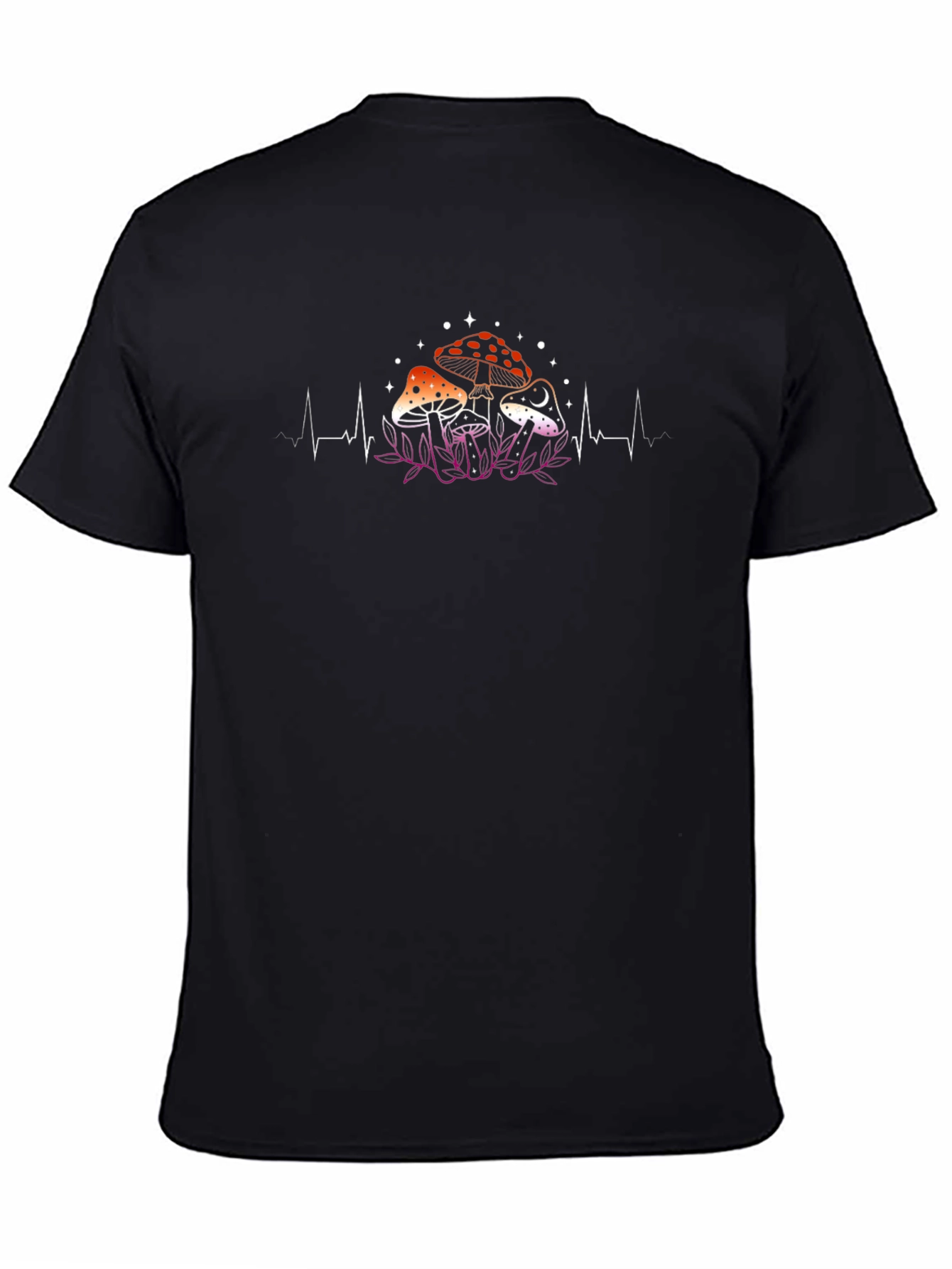 Black Mushroom Heartbeat T-Shirt view 4